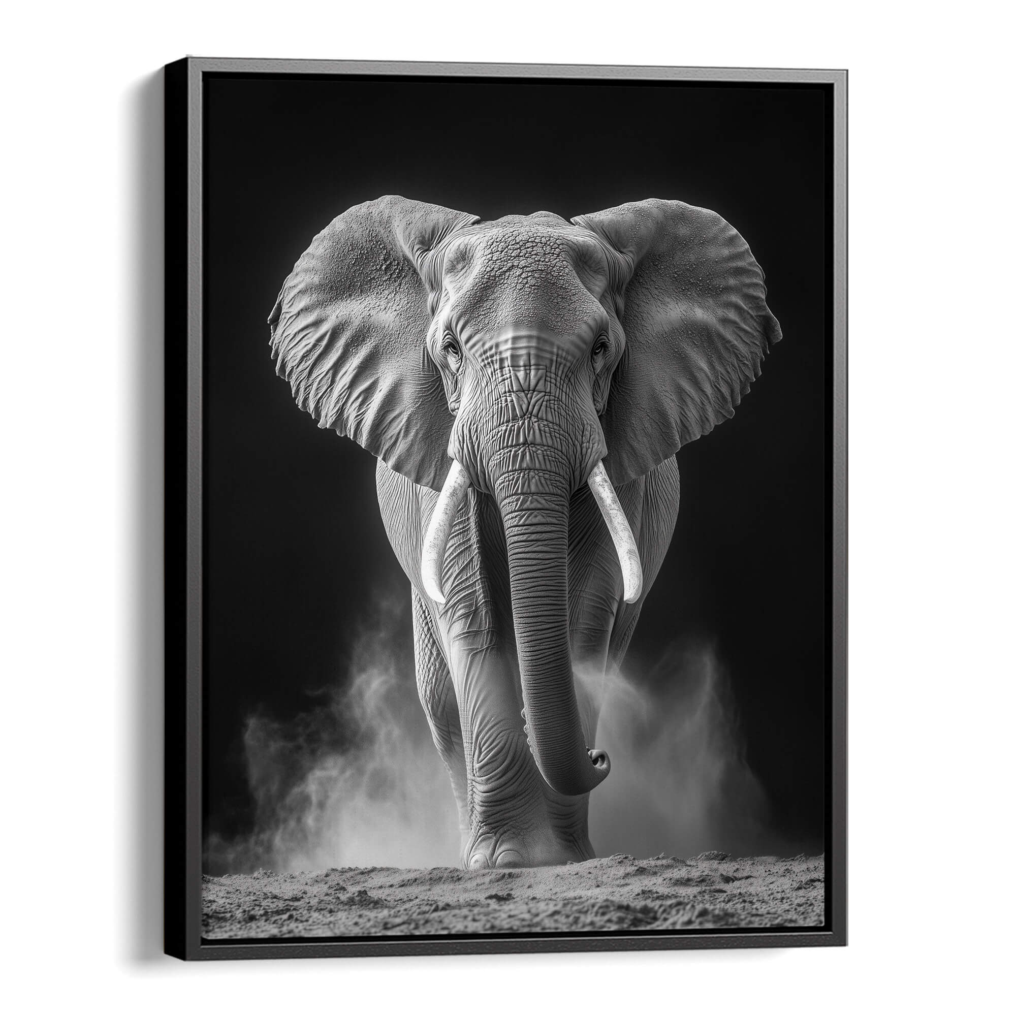 Elephant in Dust Canvas Print Canvas Art Wildfrog Art