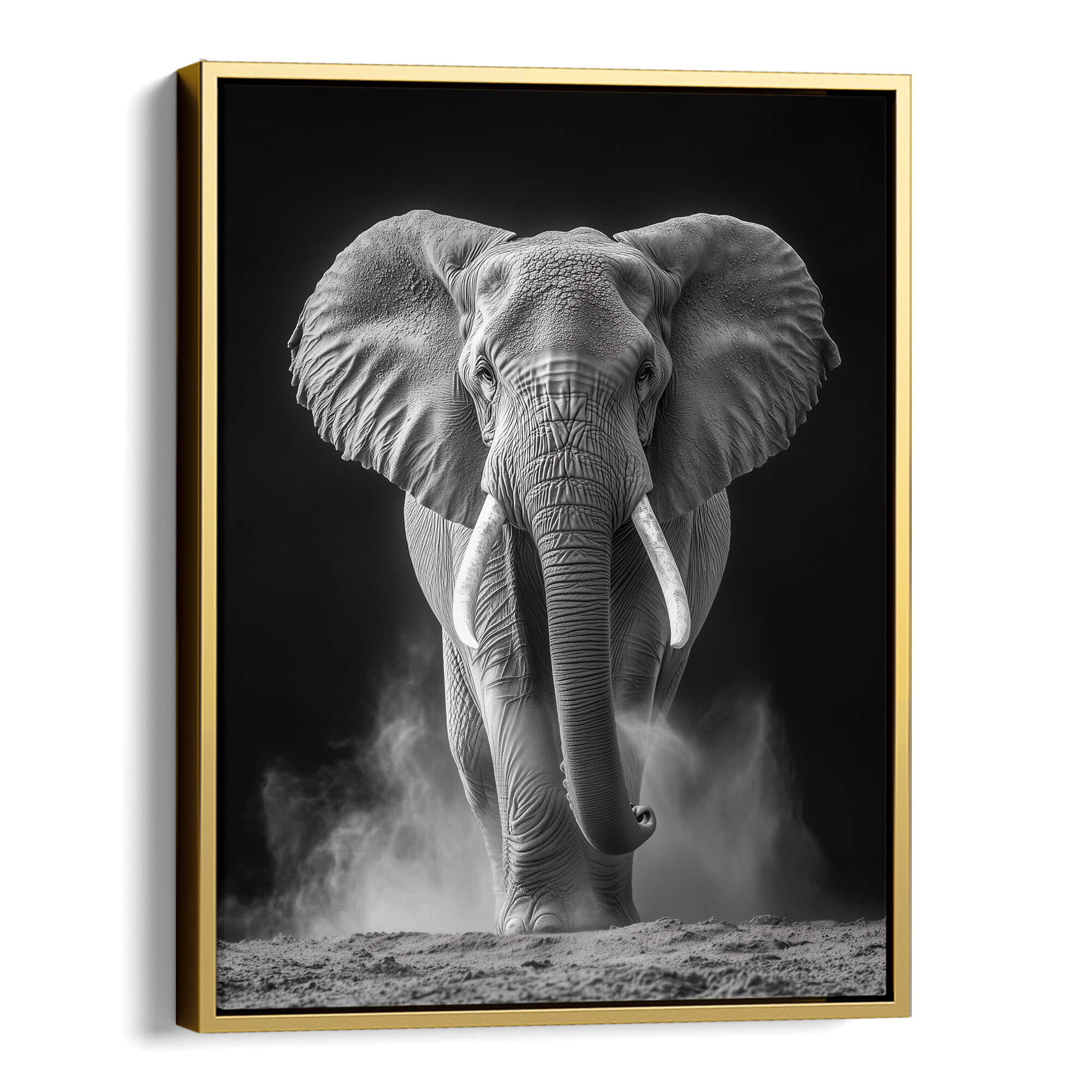 Elephant in Dust Canvas Print Canvas Art Wildfrog Art
