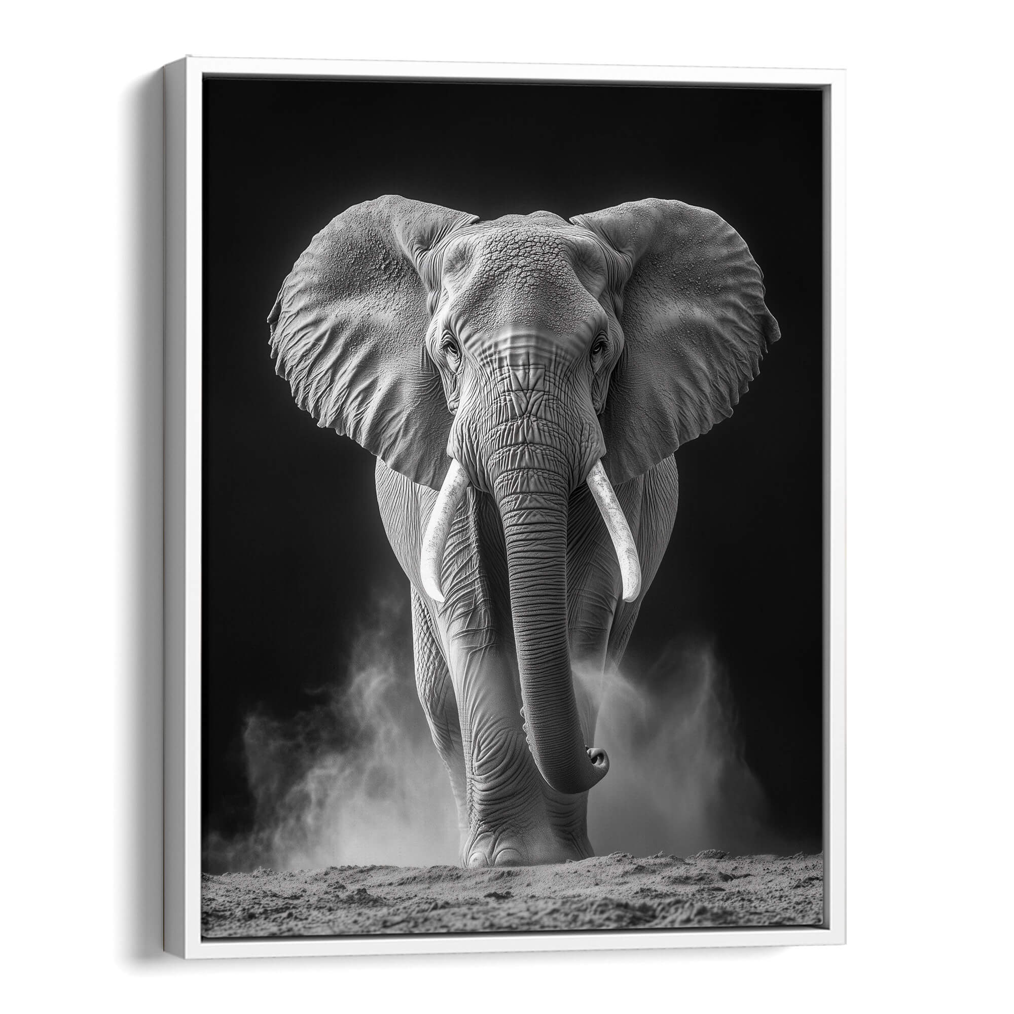 Elephant in Dust Canvas Print Canvas Art Wildfrog Art