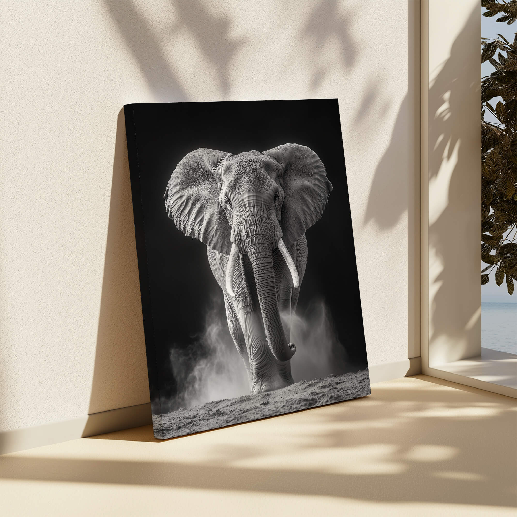 Elephant in Dust Canvas Print Canvas Art Wildfrog Art
