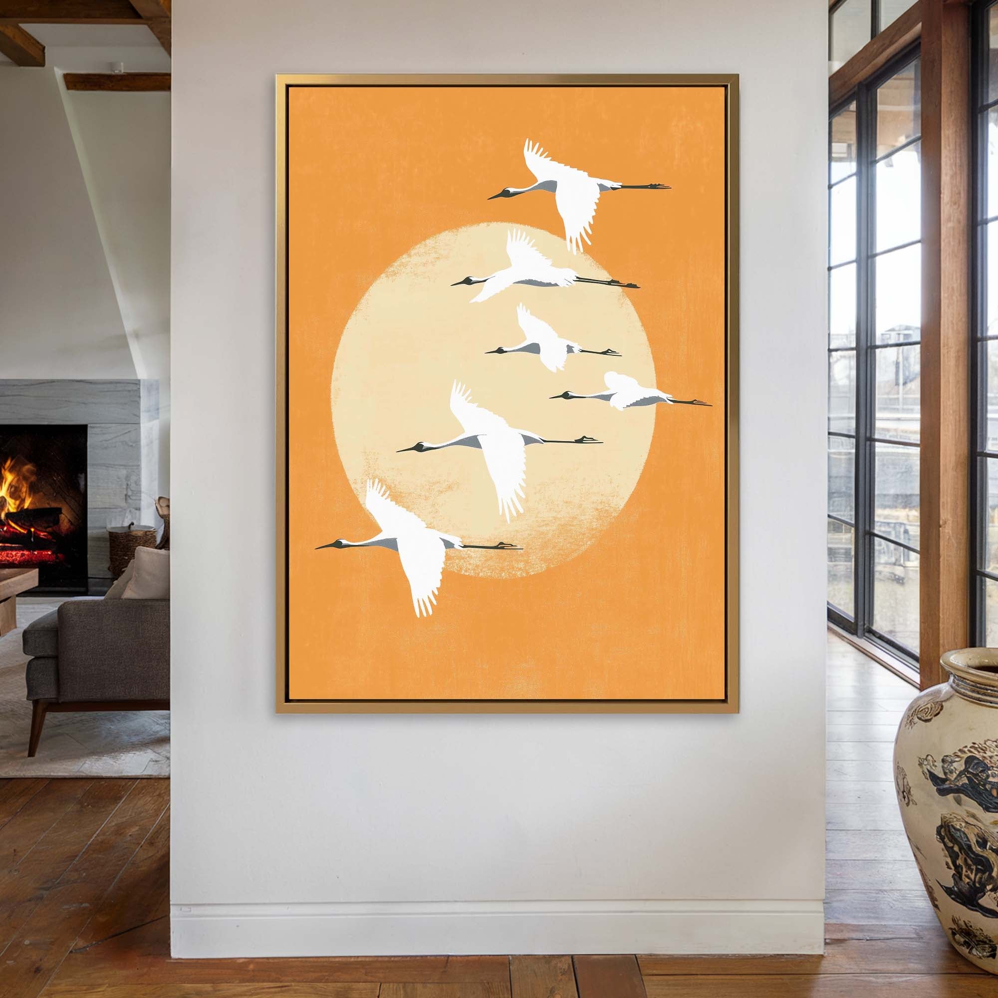 Evening Cranes Canvas Print Canvas Art Wildfrog Art