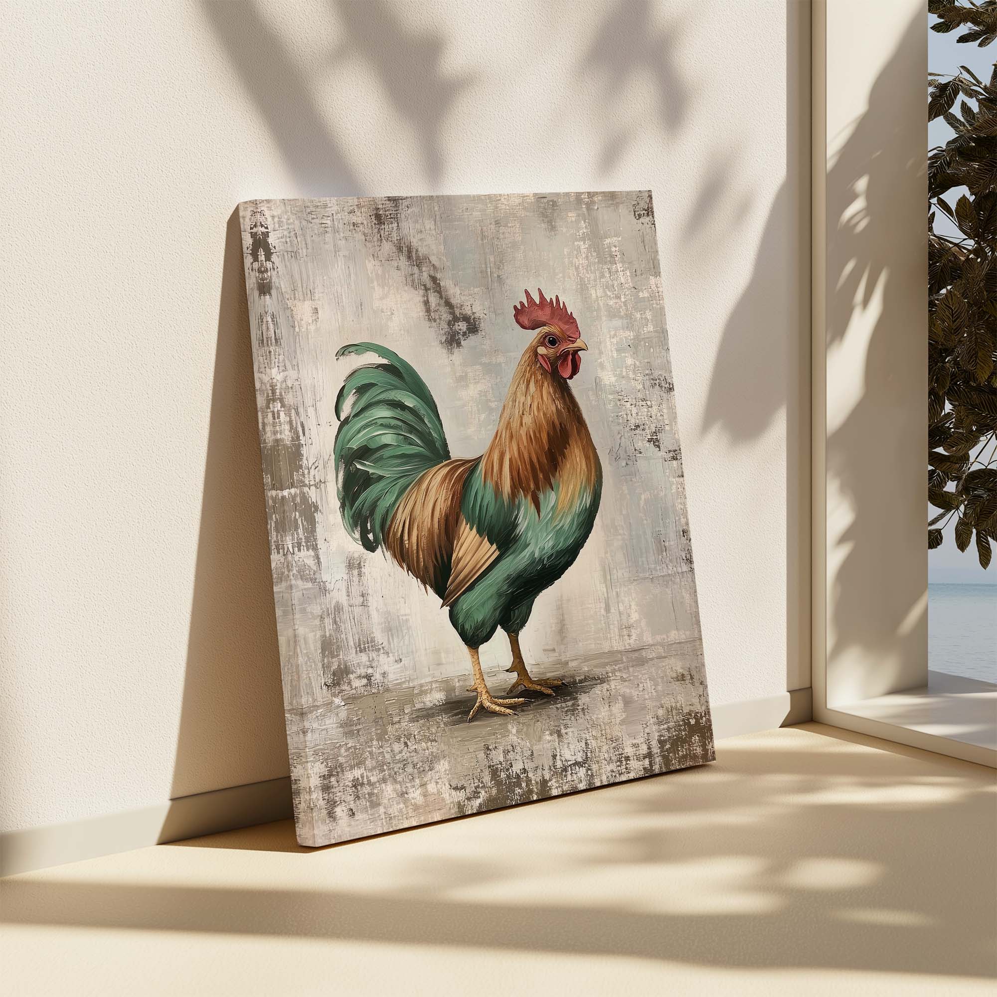 Farmhouse Cockerel Brown Canvas Print Canvas Art Wildfrog Art