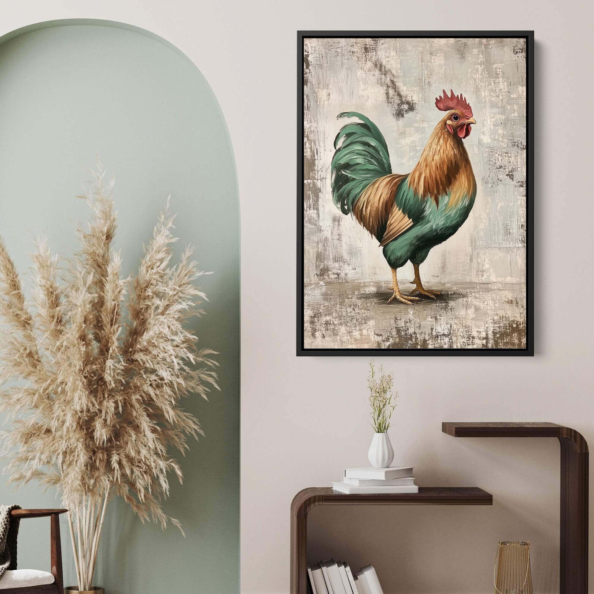 Farmhouse Cockerel Brown Canvas Print Canvas Art Wildfrog Art