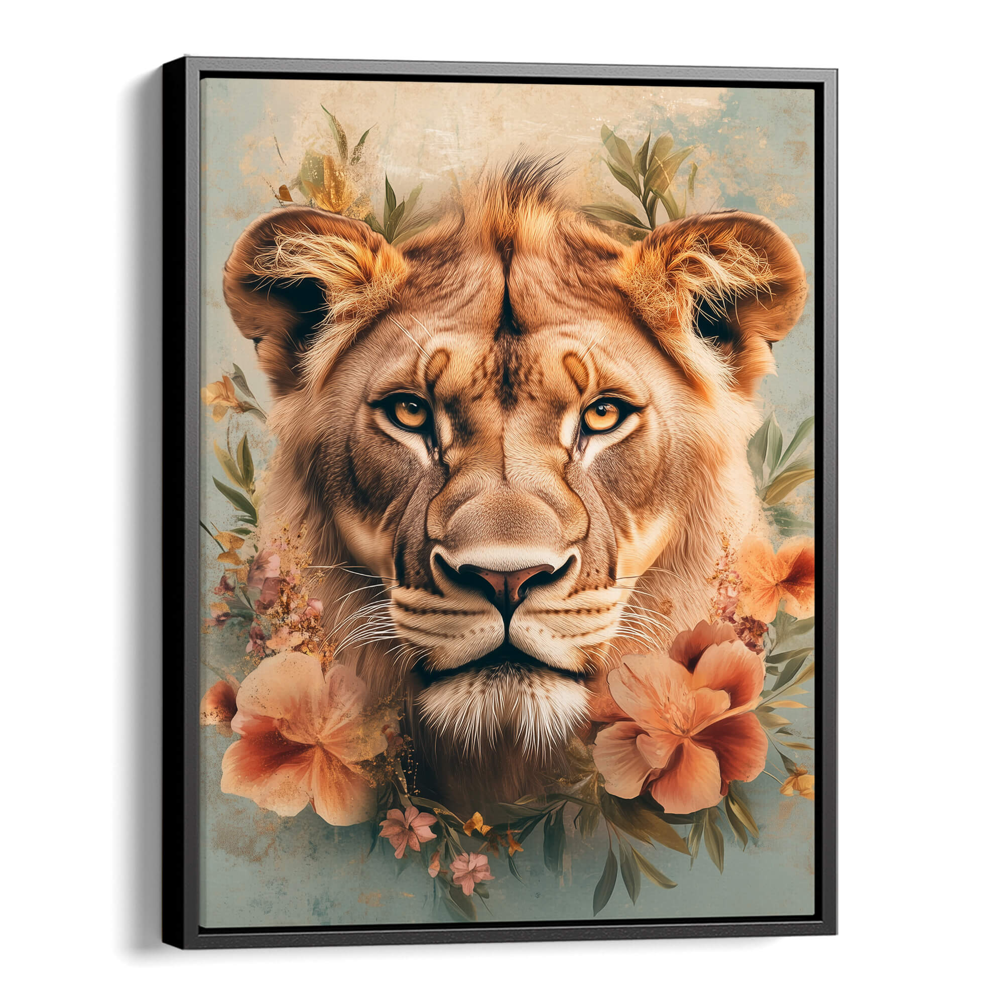 Floral Lioness Canvas Print Canvas Art Wildfrog Art