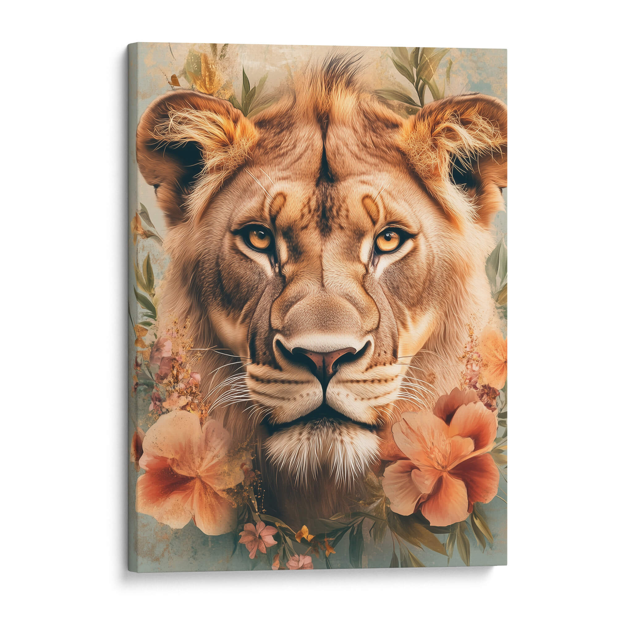 Floral Lioness Canvas Print Canvas Art Wildfrog Art