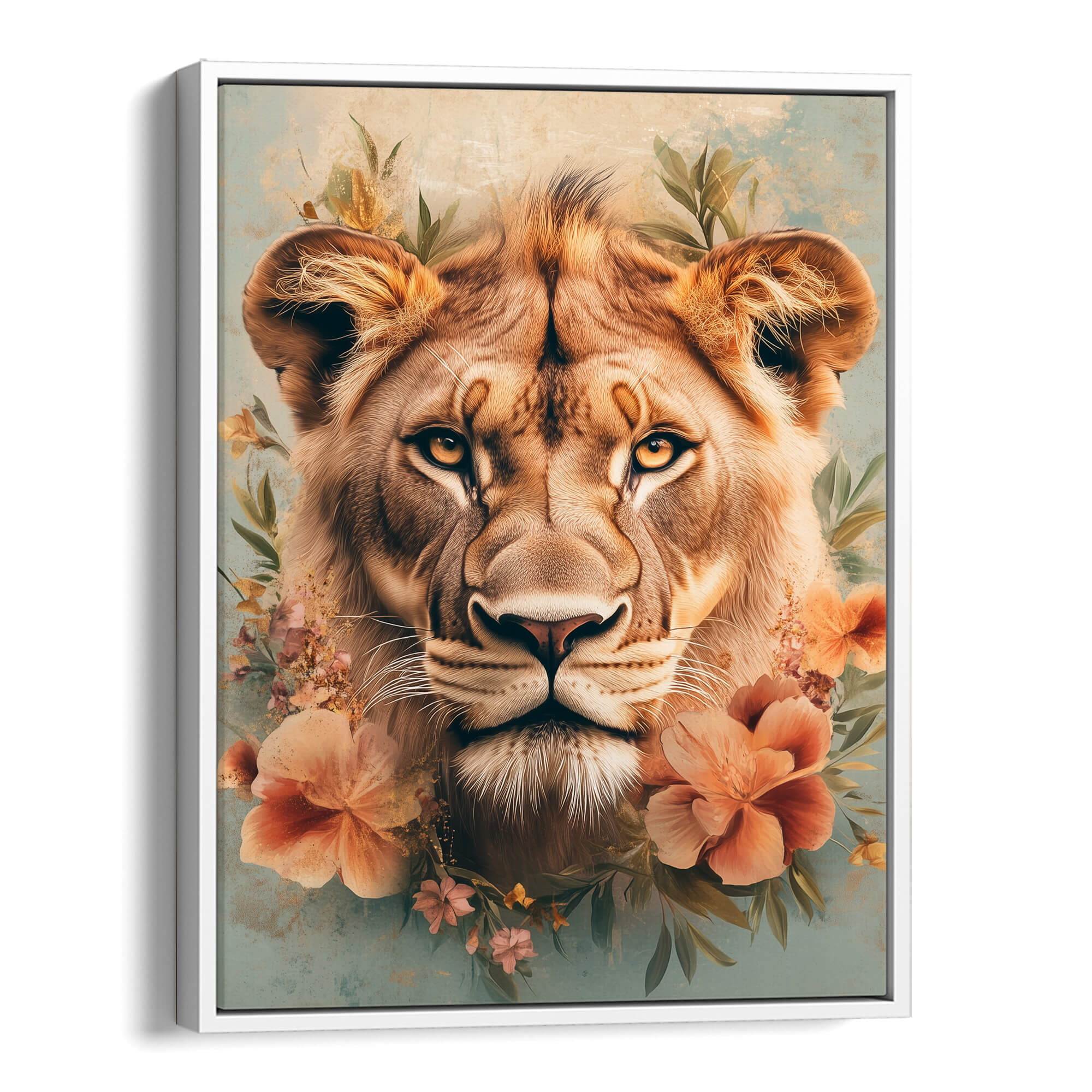Floral Lioness Canvas Print Canvas Art Wildfrog Art
