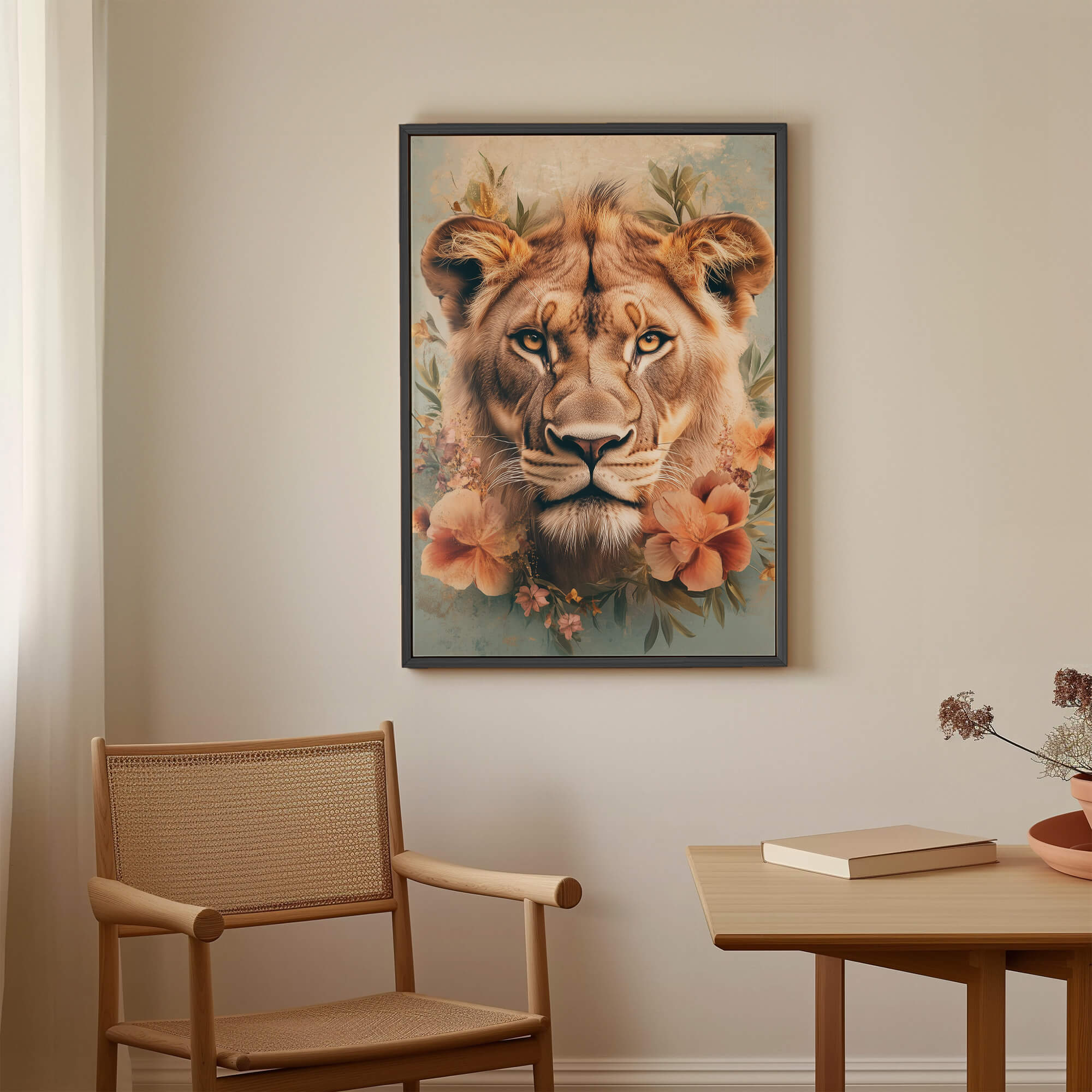 Floral Lioness Canvas Print Canvas Art Wildfrog Art