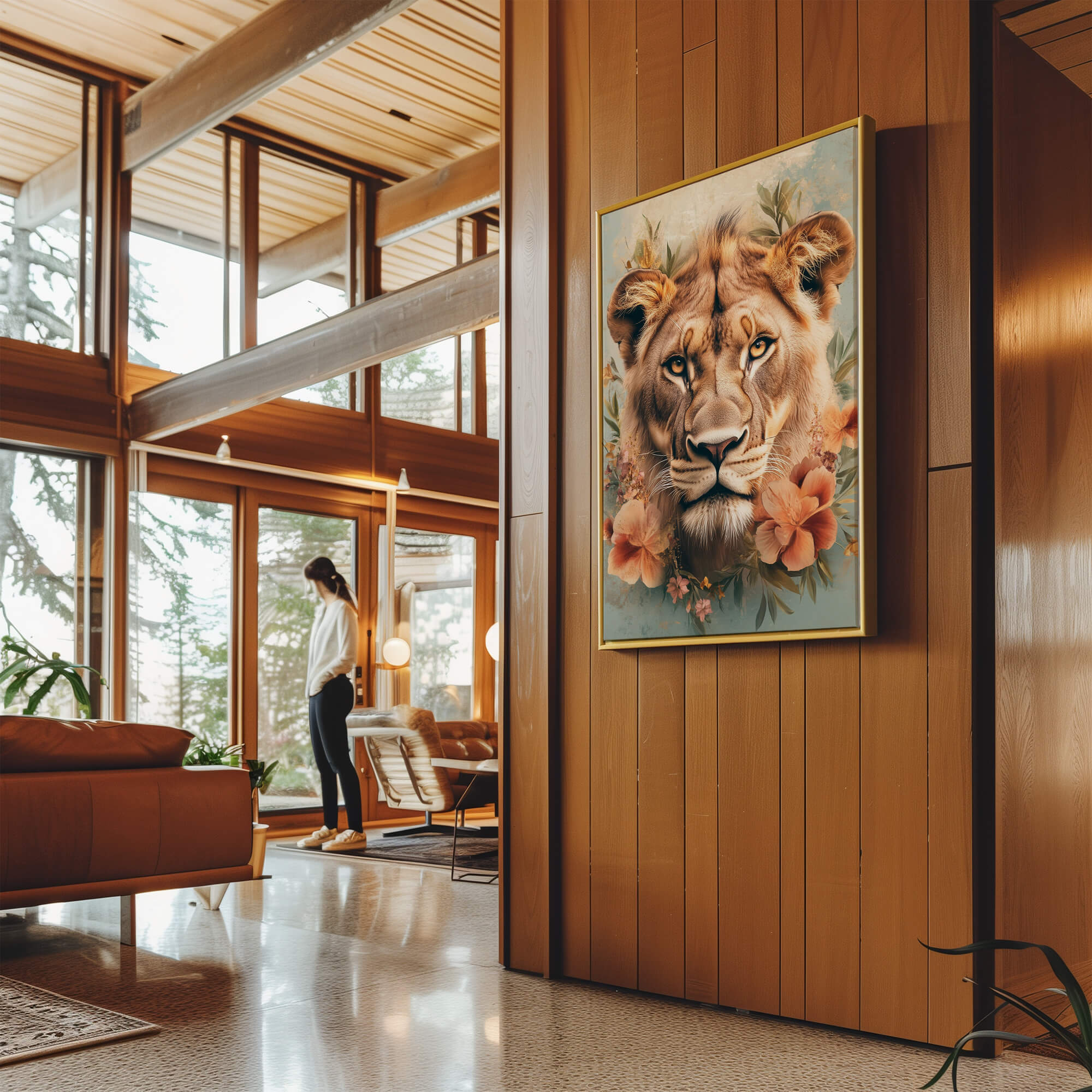 Floral Lioness Canvas Print Canvas Art Wildfrog Art