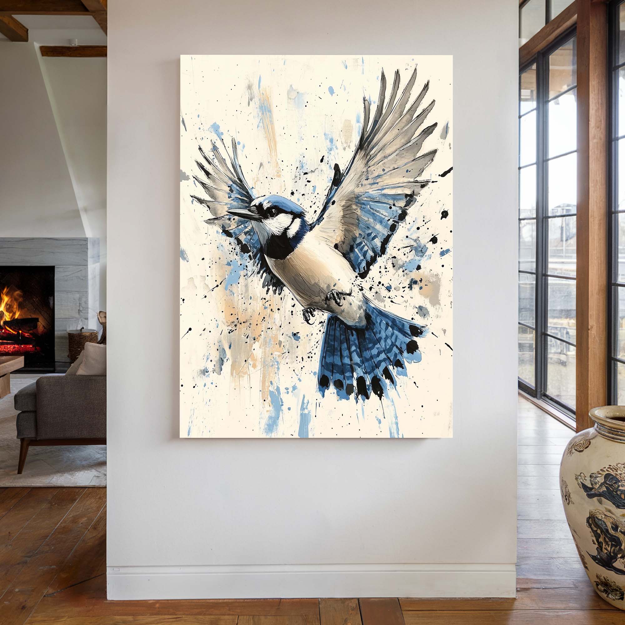 Flying Blue Jay No1 Canvas Print Canvas Art Wildfrog Art