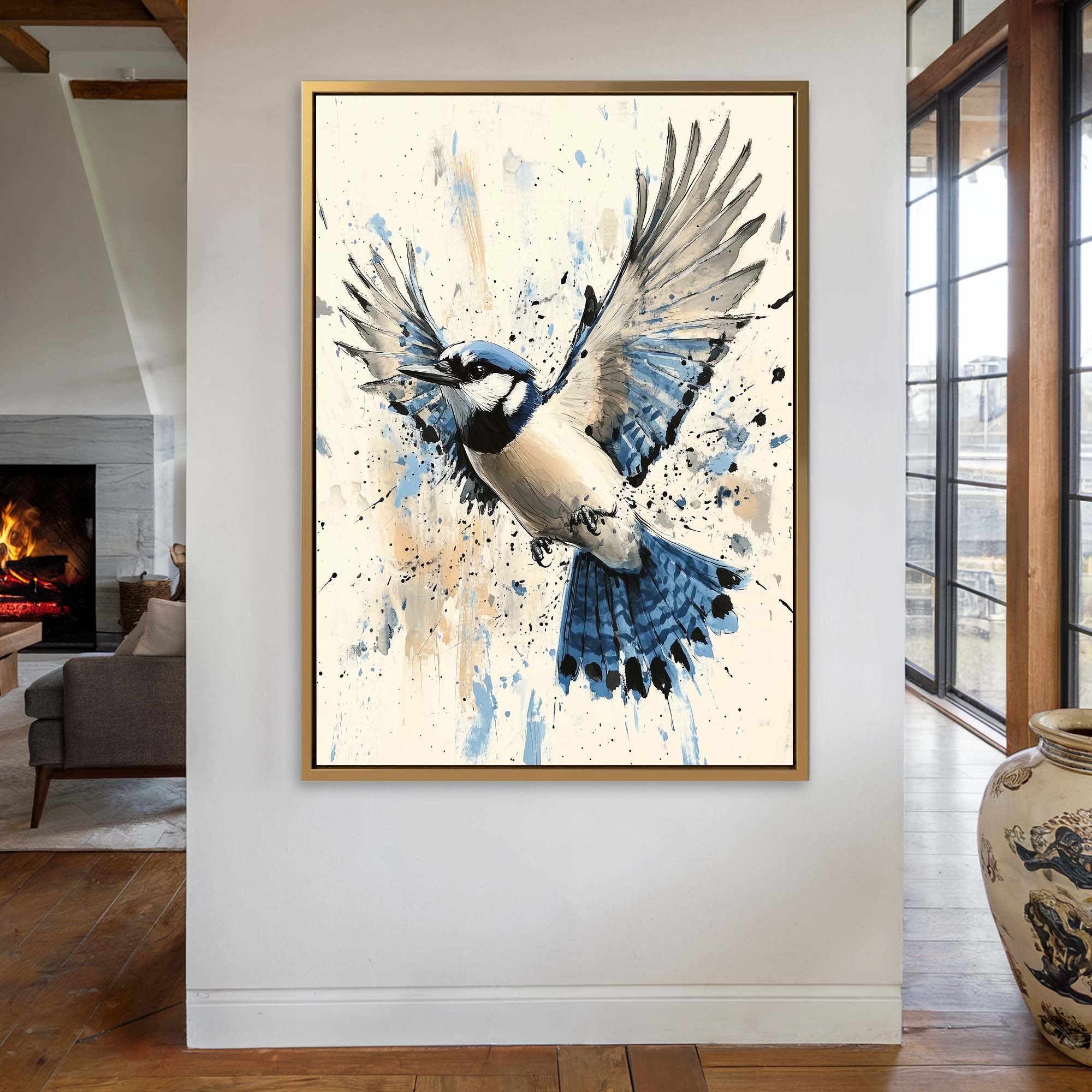 Flying Blue Jay No1 Canvas Print Canvas Art Wildfrog Art