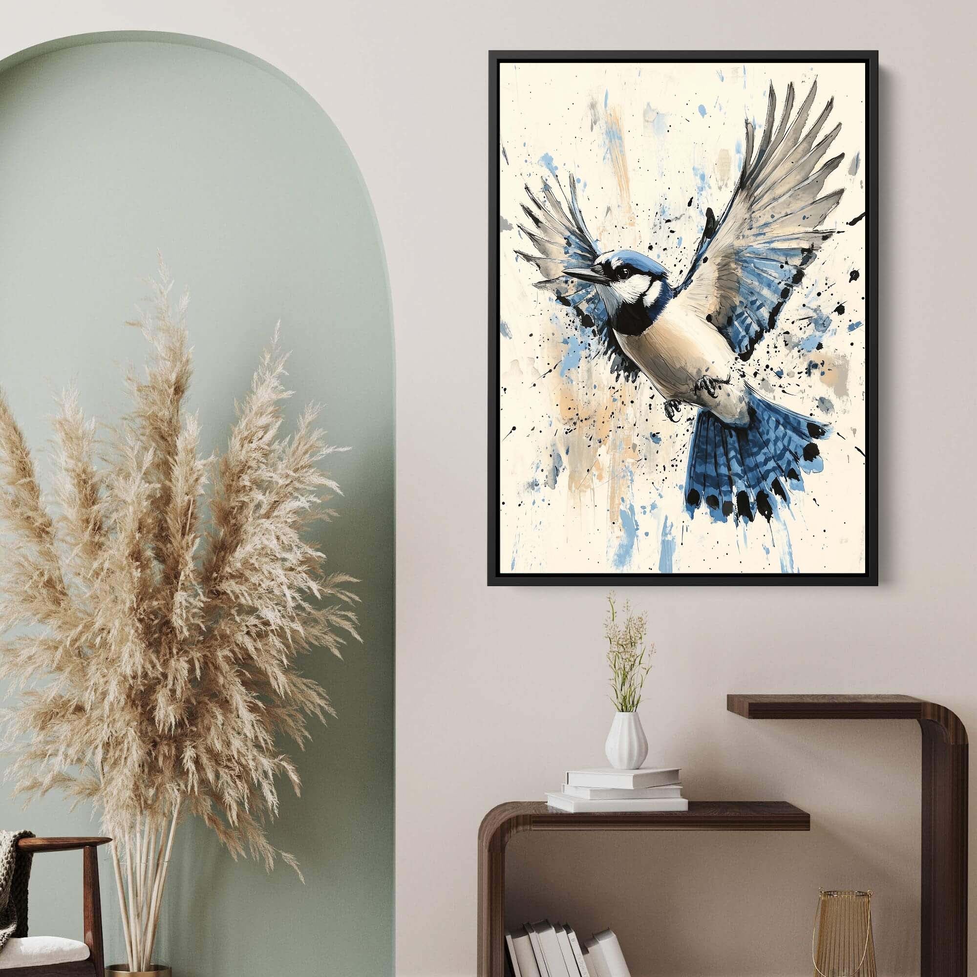 Flying Blue Jay No1 Canvas Print Canvas Art Wildfrog Art
