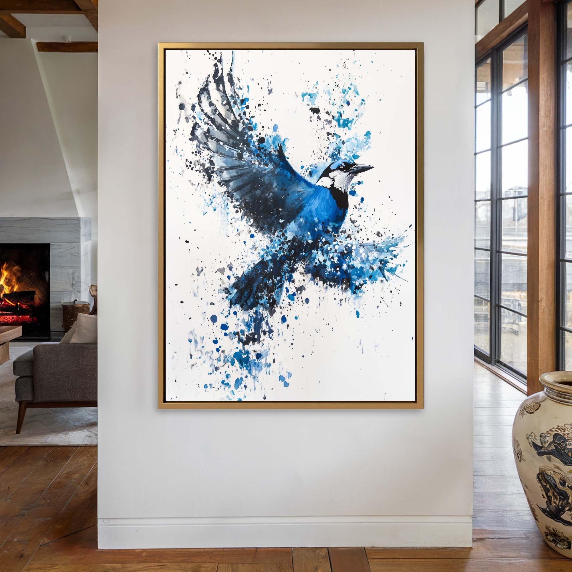 Flying Blue Jay No2 Canvas Print Canvas Art Wildfrog Art