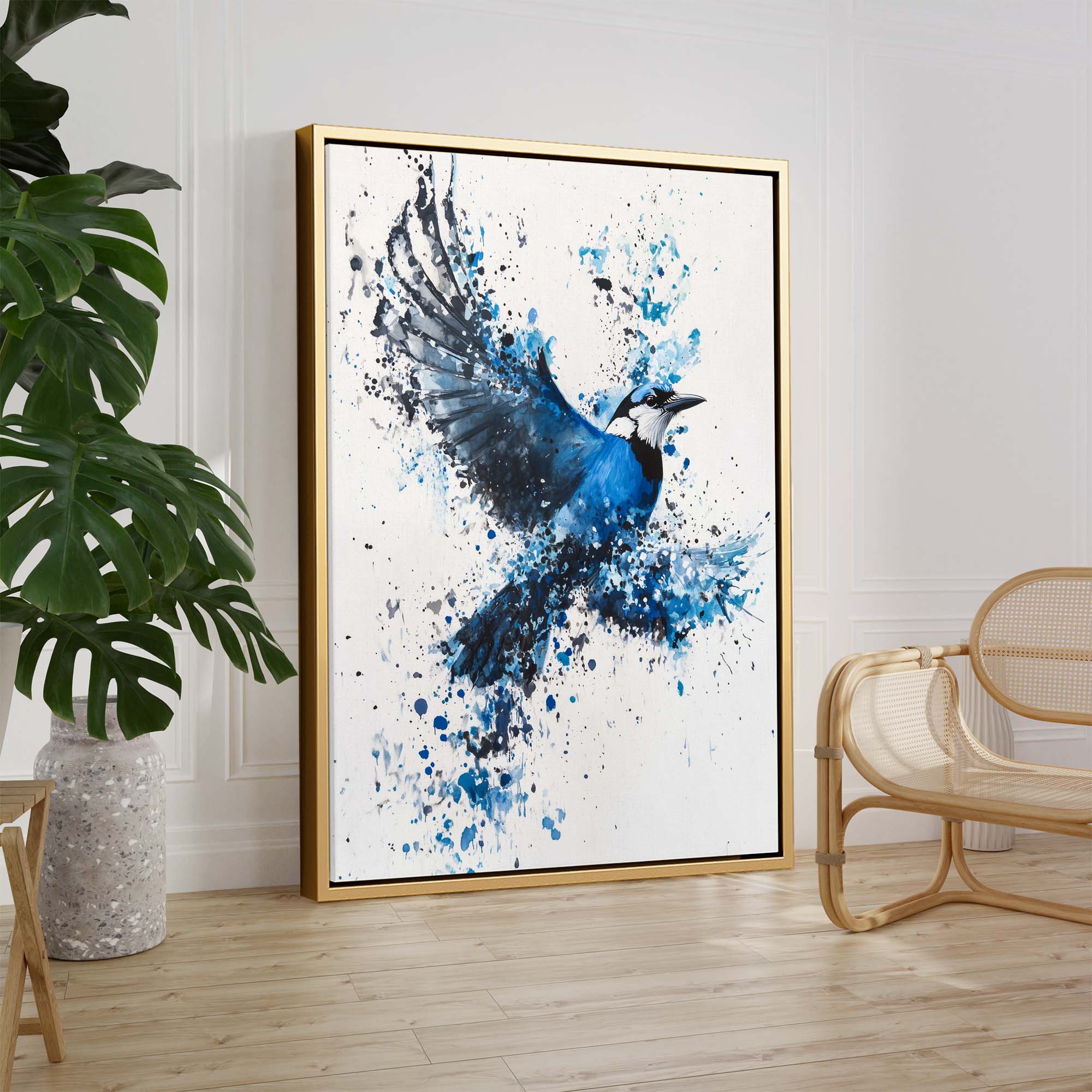 Flying Blue Jay No2 Canvas Print Canvas Art Wildfrog Art