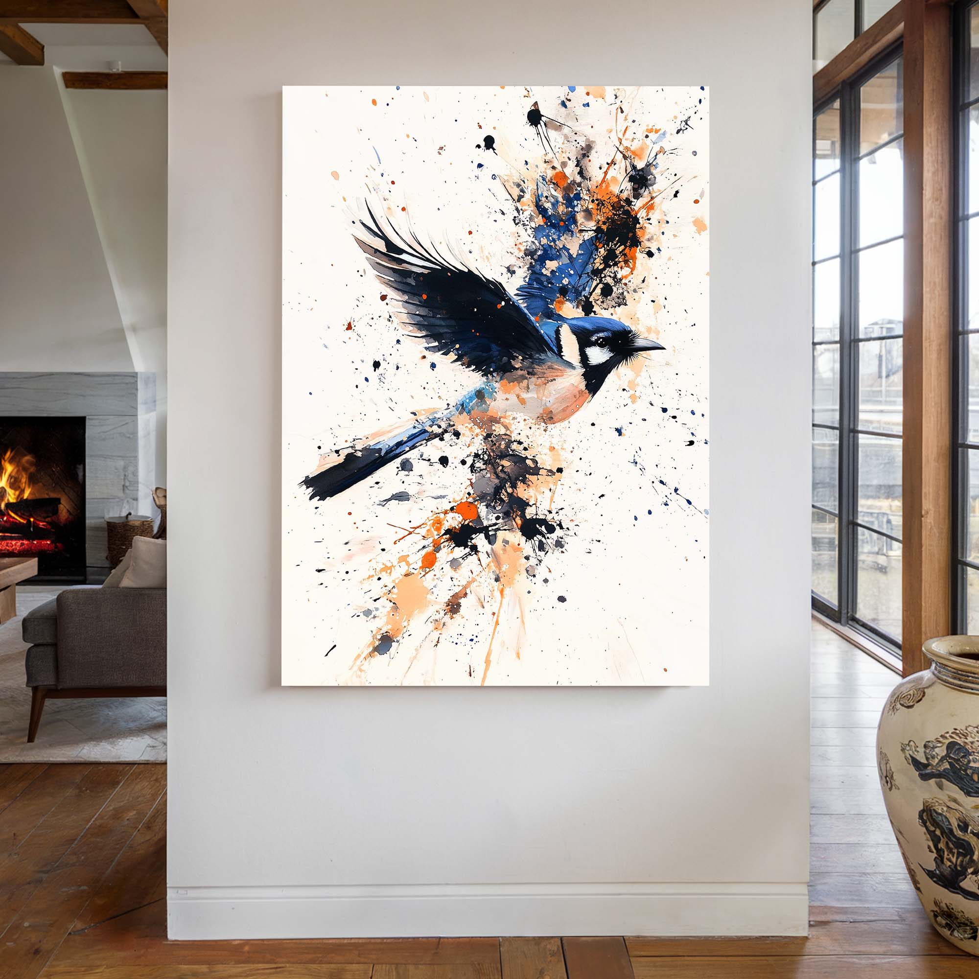 Flying Blue Jay No3 Canvas Print Canvas Art Wildfrog Art