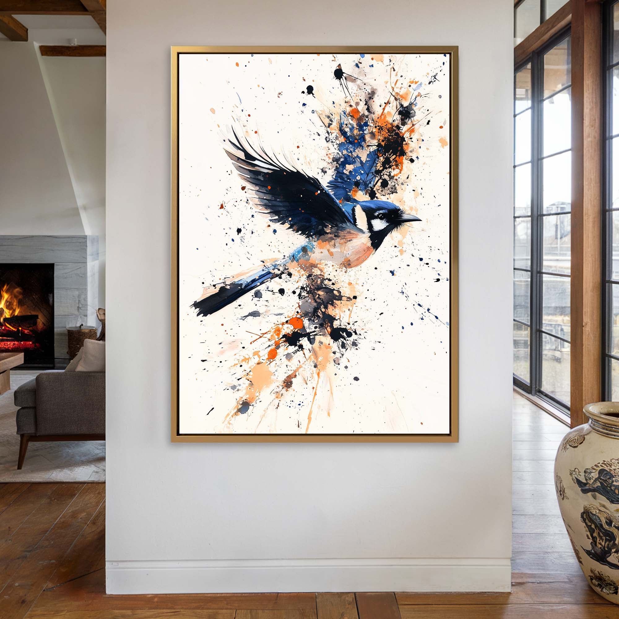 Flying Blue Jay No3 Canvas Print Canvas Art Wildfrog Art