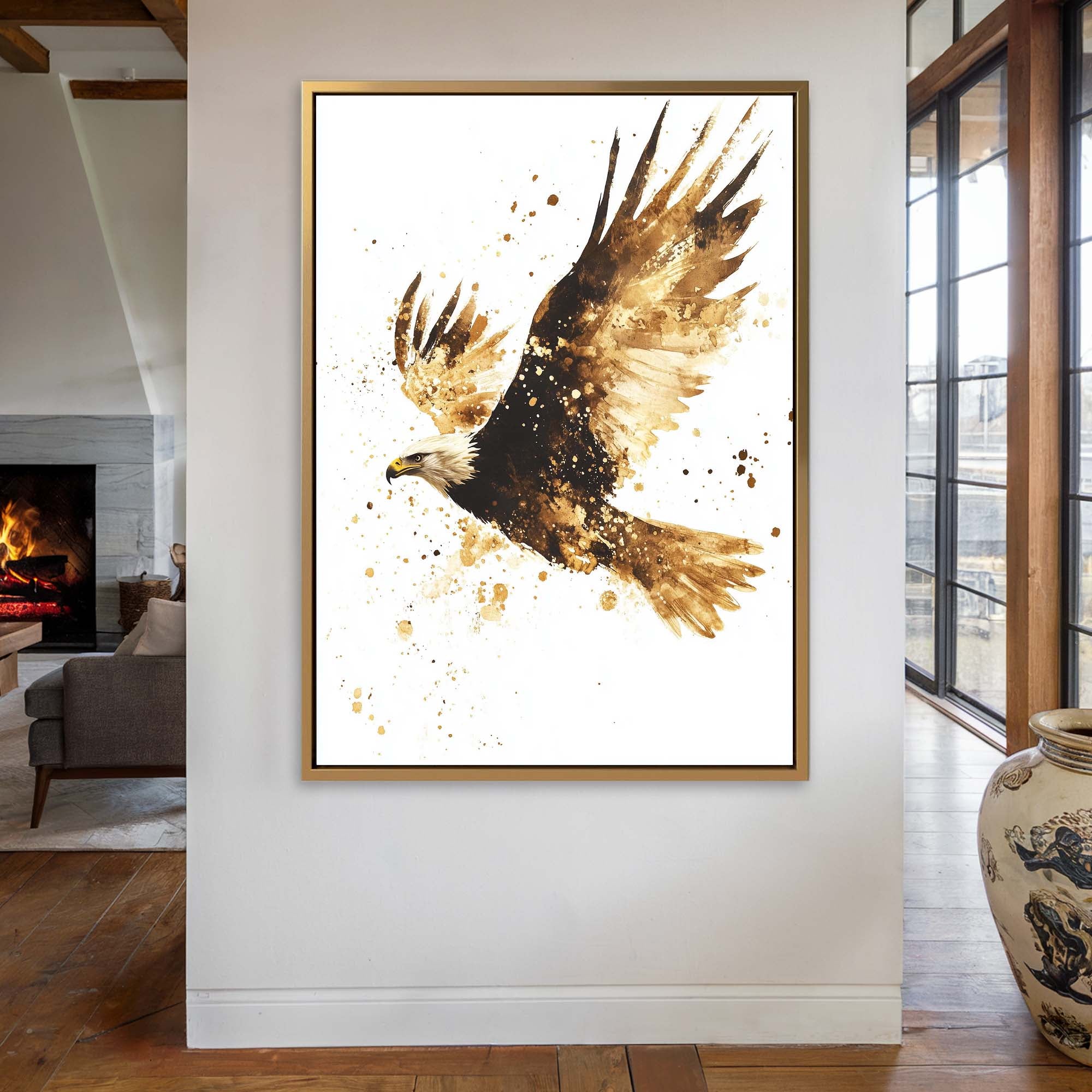 Flying Eagle Splash Canvas Print Canvas Art Wildfrog Art