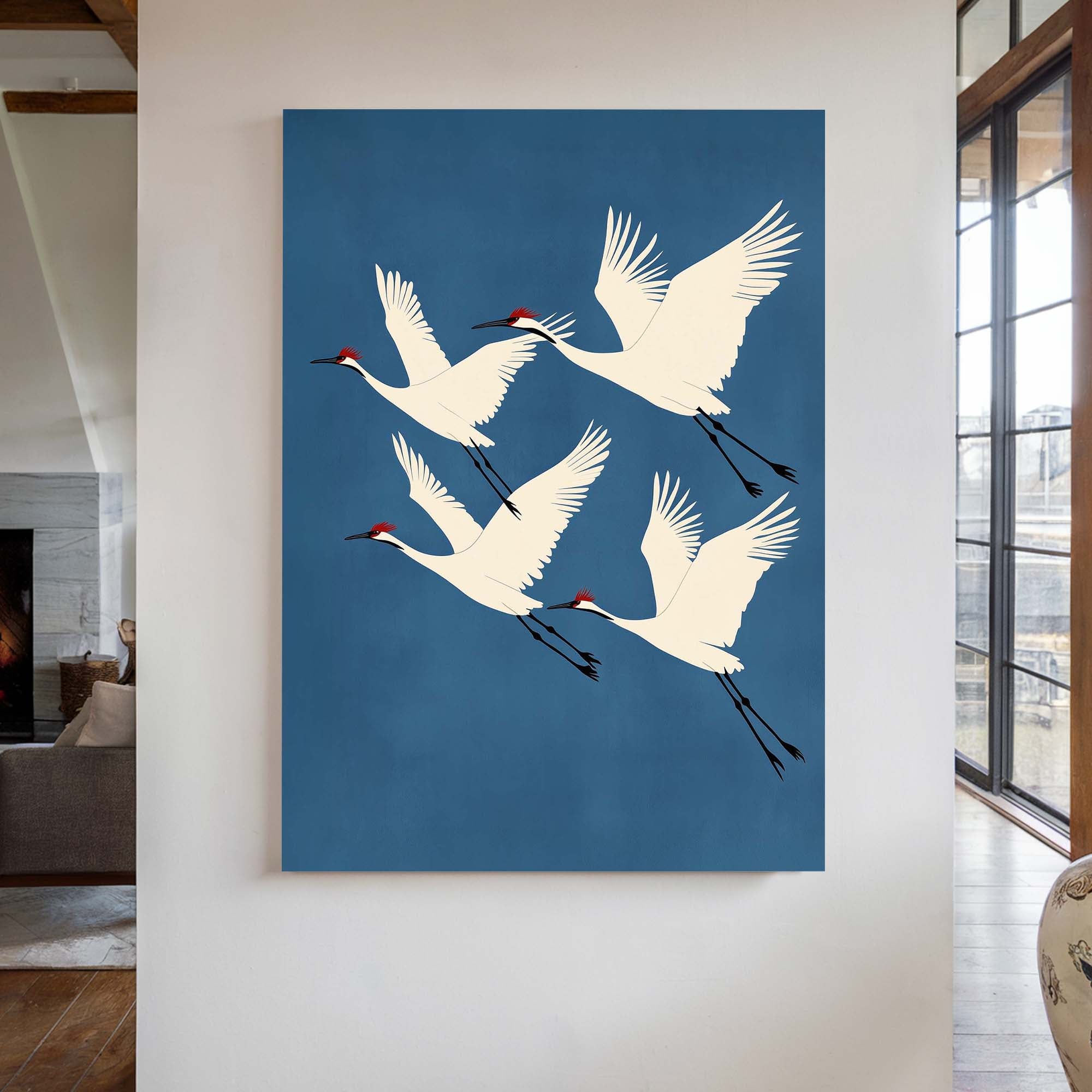 Four Red Crested Cranes Canvas Print Canvas Art Wildfrog Art