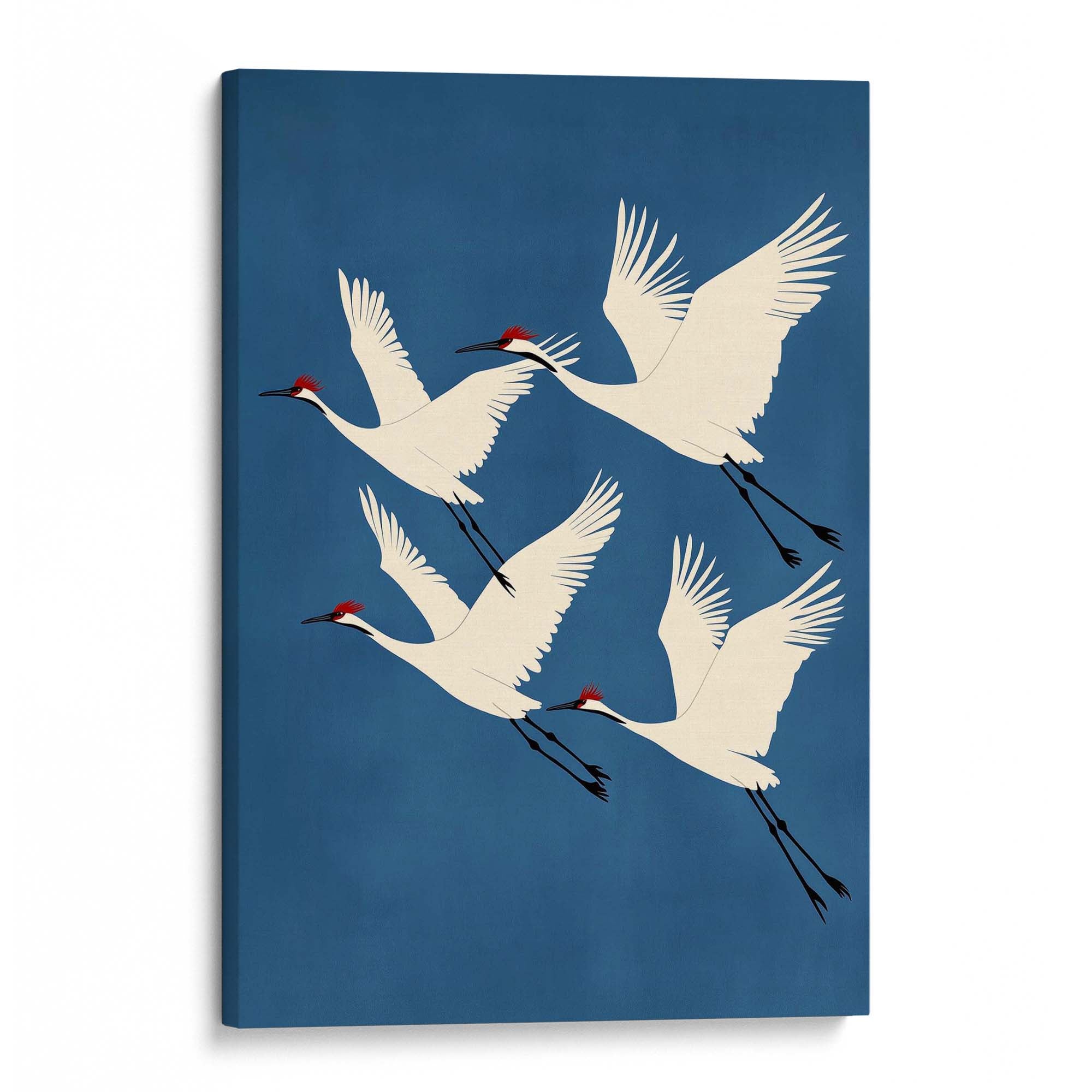Four Red Crested Cranes Canvas Print Canvas Art Wildfrog Art
