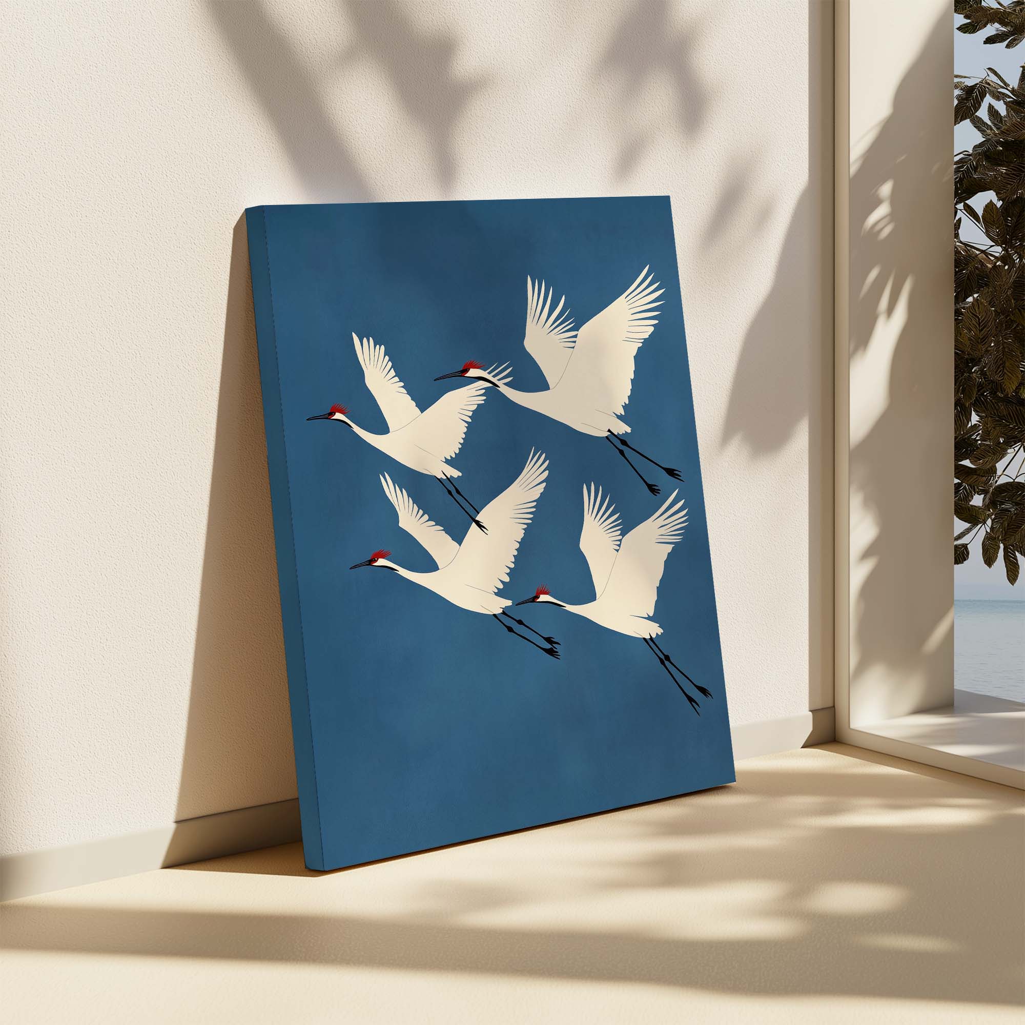 Four Red Crested Cranes Canvas Print Canvas Art Wildfrog Art