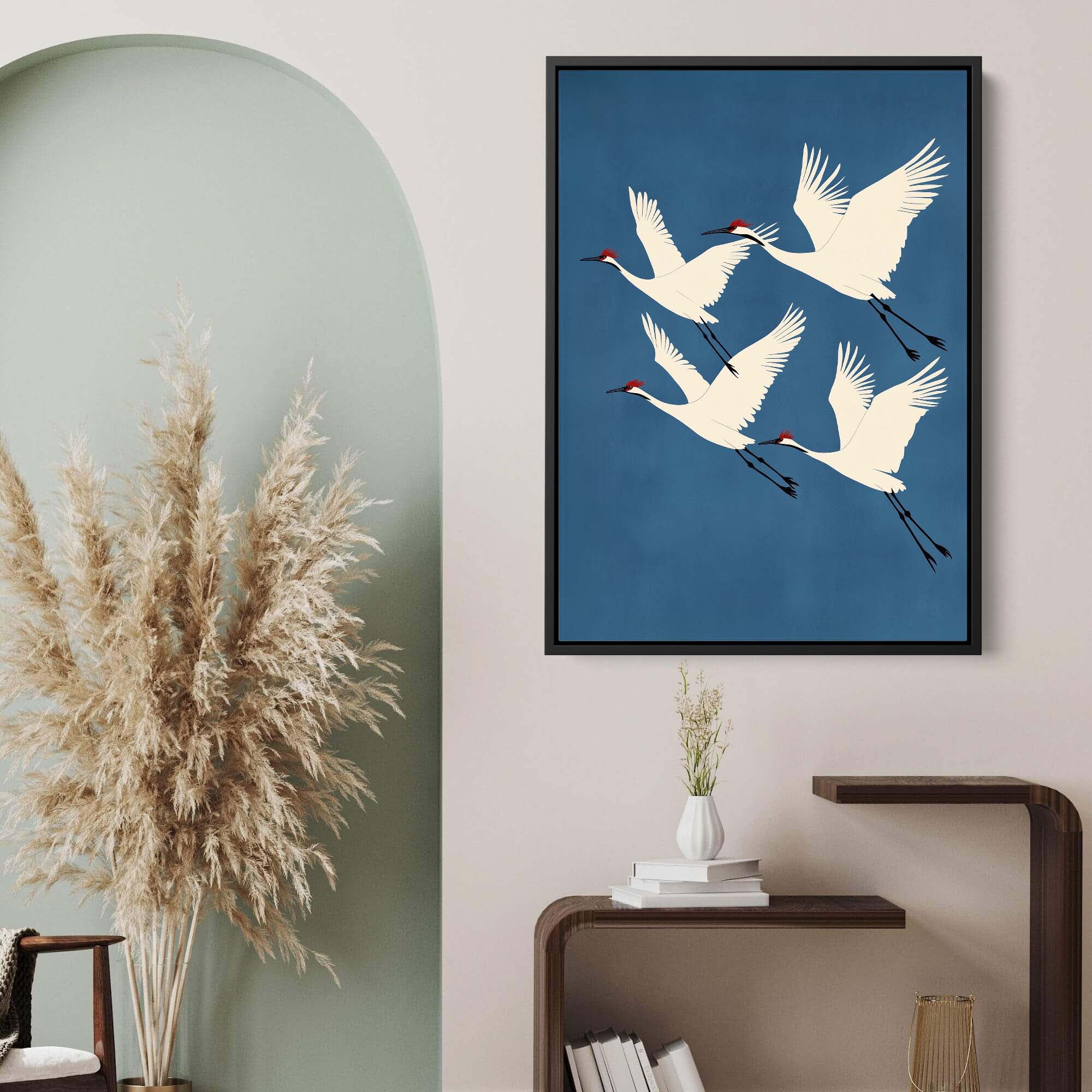 Four Red Crested Cranes Canvas Print Canvas Art Wildfrog Art