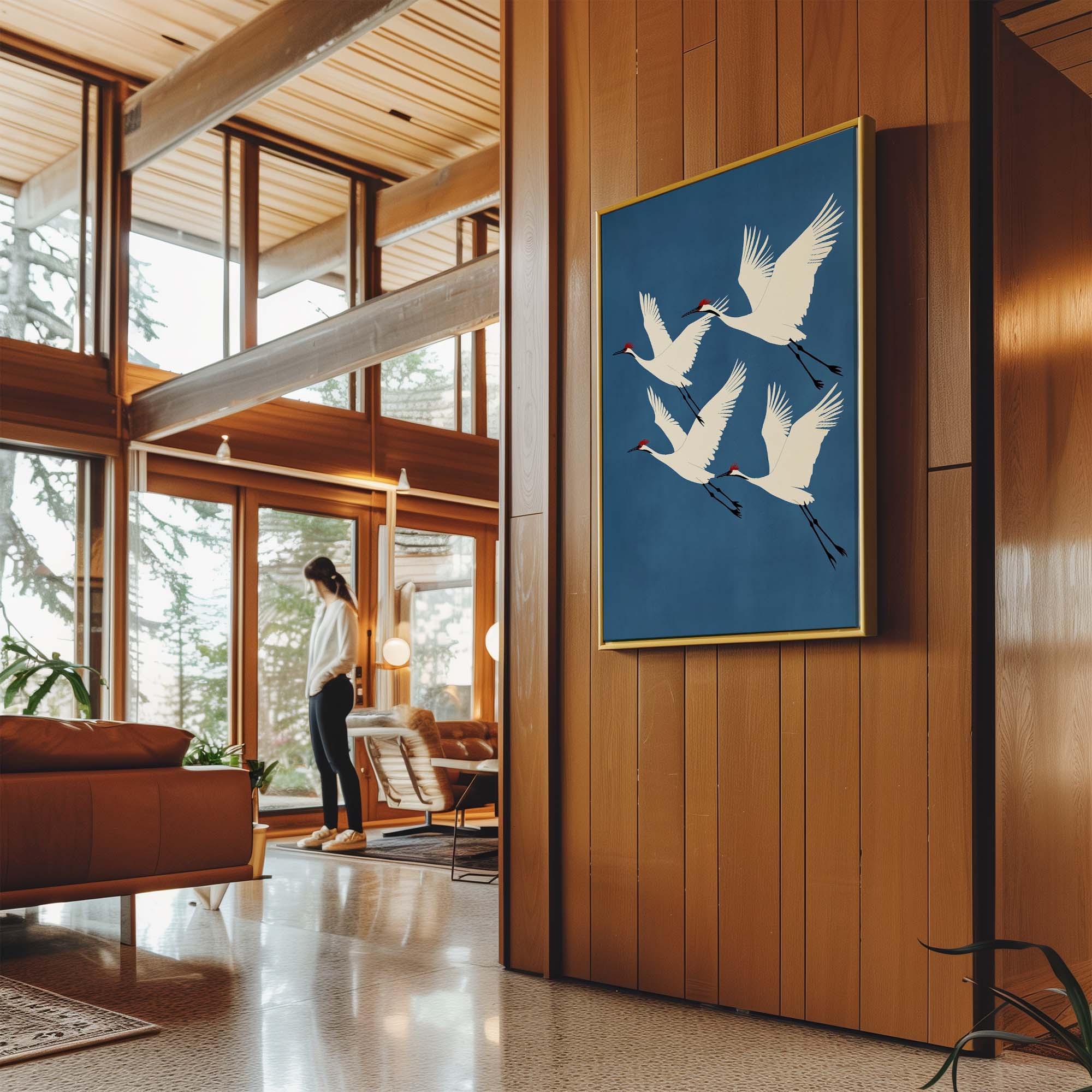 Four Red Crested Cranes Canvas Print Canvas Art Wildfrog Art