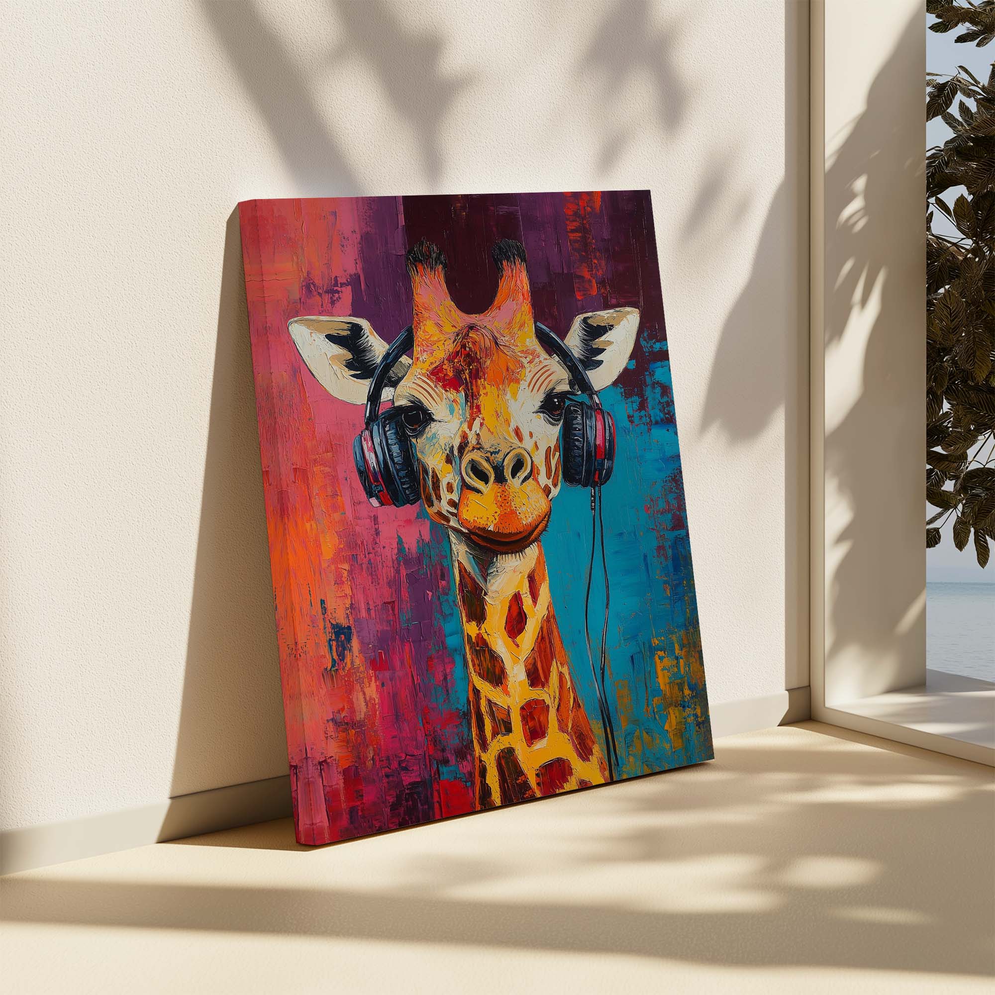 Giraffe DJ No1 Canvas Print
