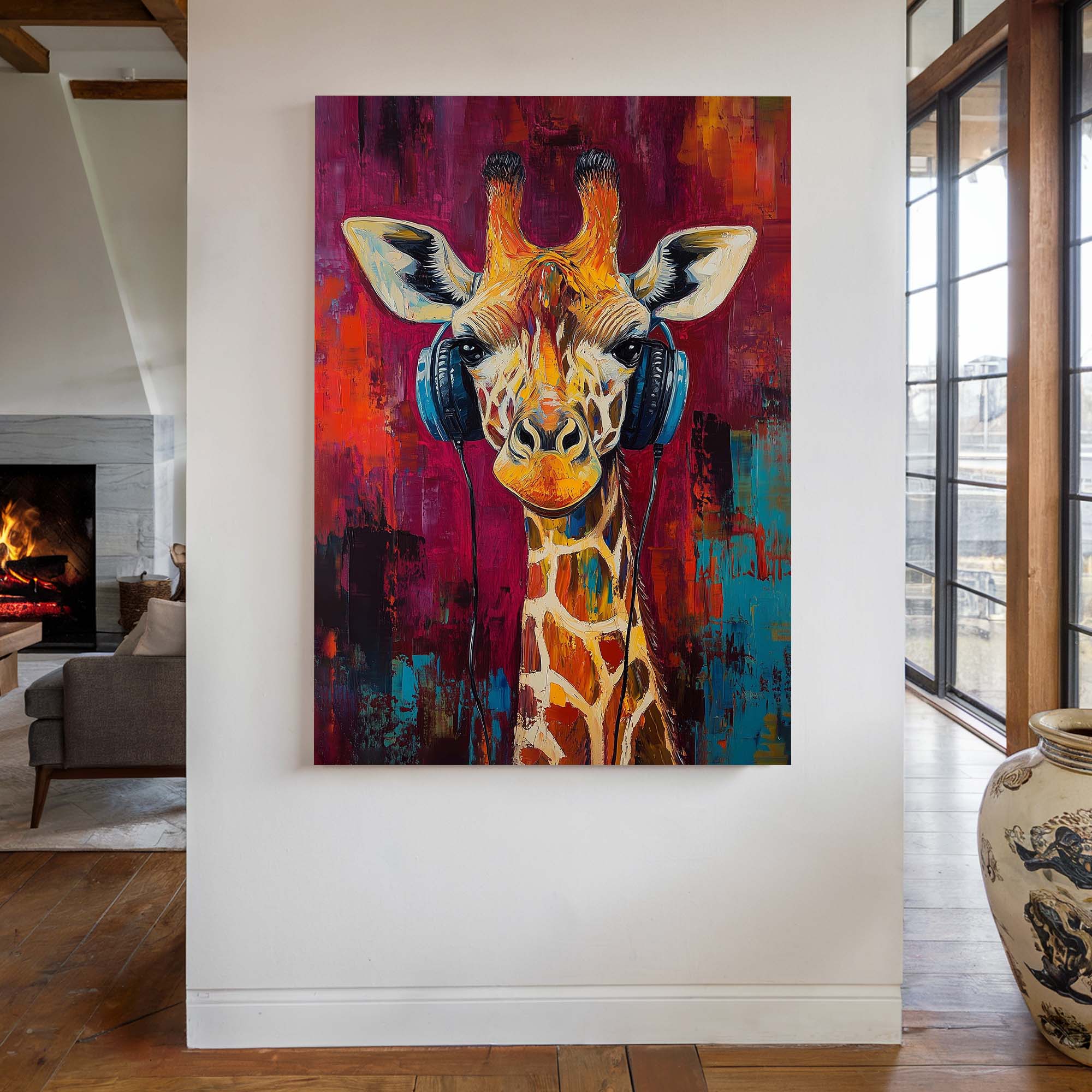 Giraffe DJ No3 Canvas Print