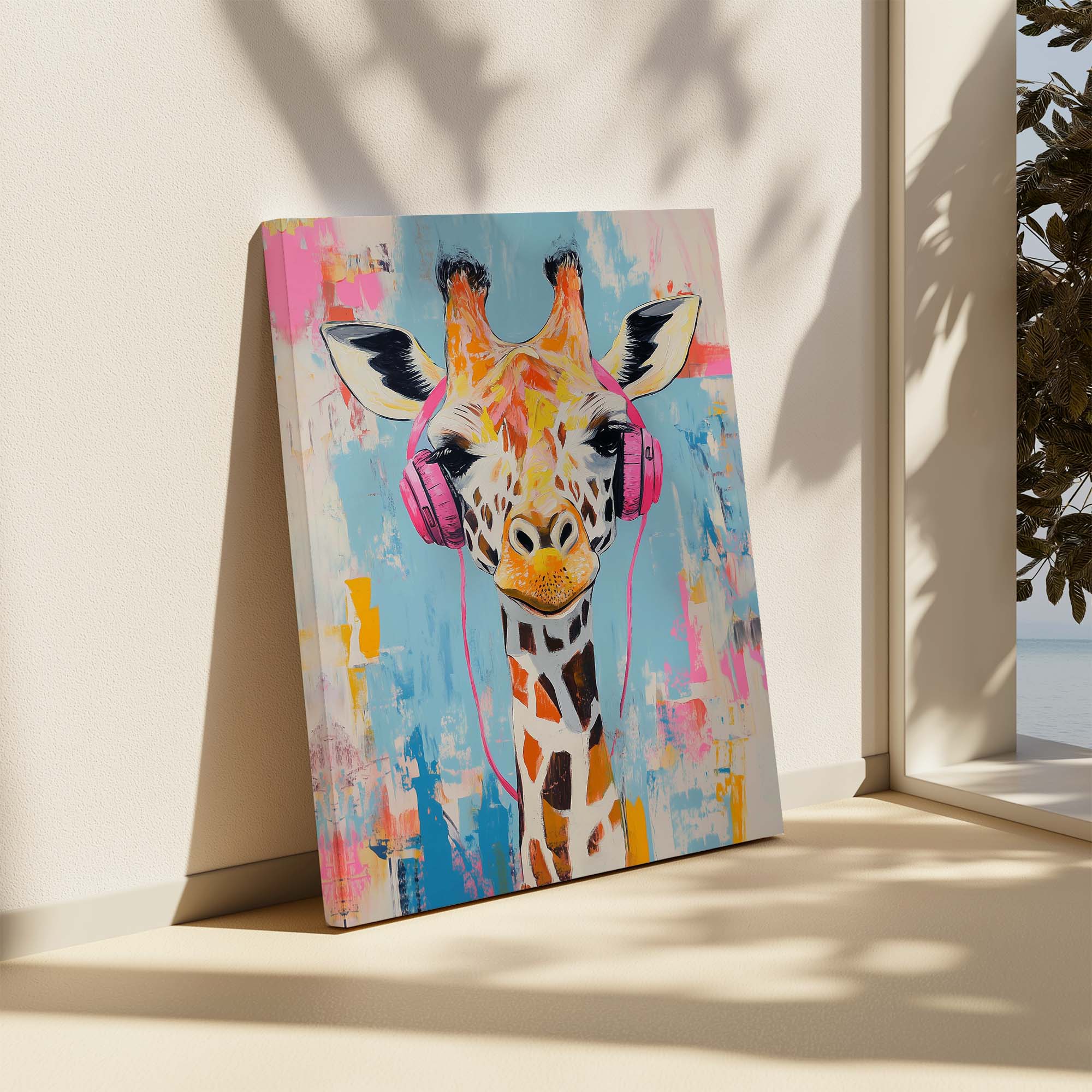 Giraffe Pink DJ No2 Canvas Print