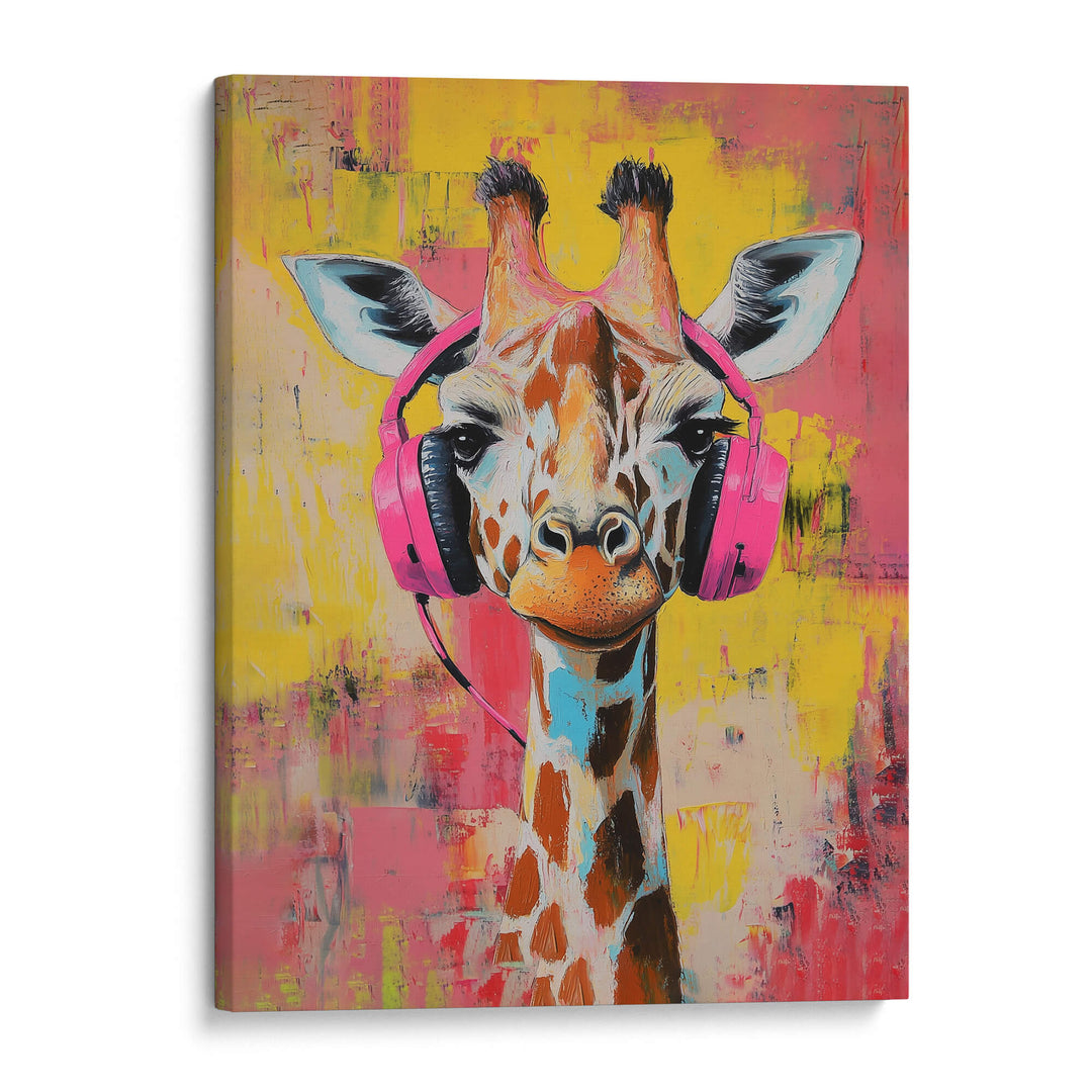 Giraffe Pink DJ Canvas Print Canvas Art Wildfrog Art