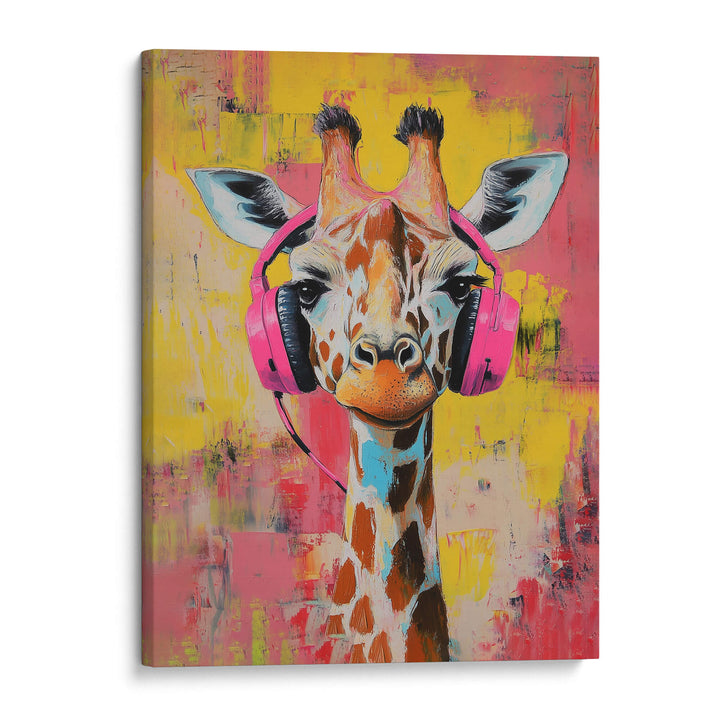 Giraffe Pink DJ Canvas Print Canvas Art Wildfrog Art