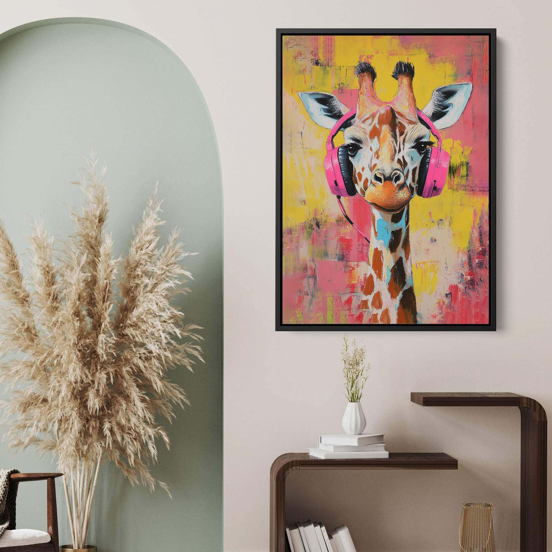 Giraffe Pink DJ Canvas Print Canvas Art Wildfrog Art