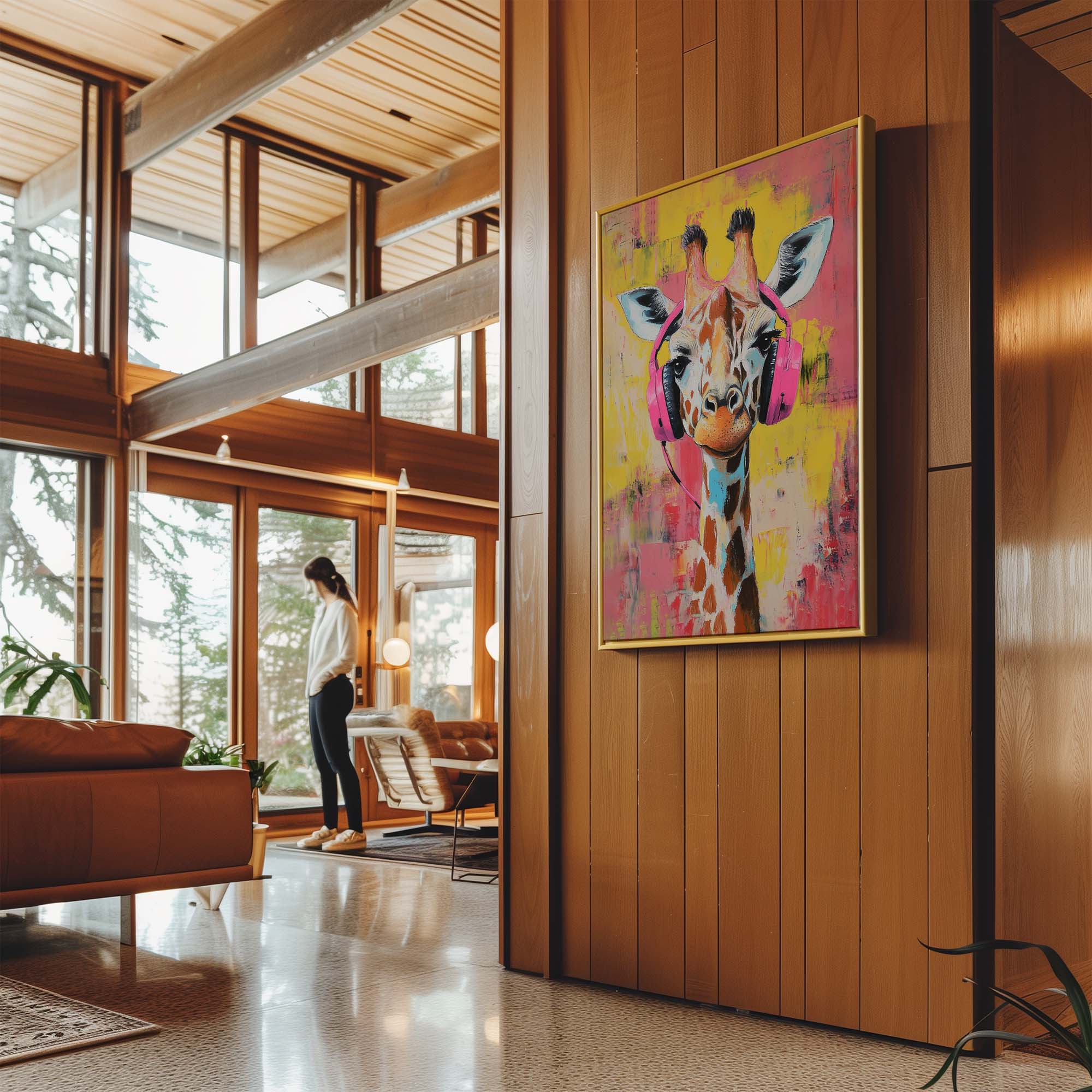 Giraffe Pink DJ Canvas Print