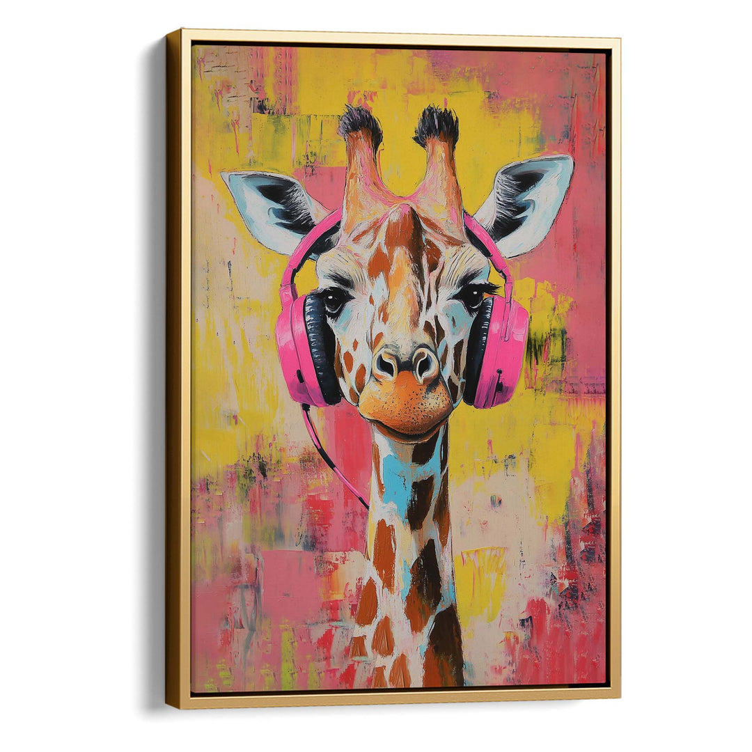 Giraffe Pink DJ Canvas Print Canvas Art Wildfrog Art