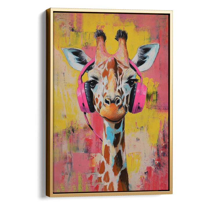 Giraffe Pink DJ Canvas Print Canvas Art Wildfrog Art