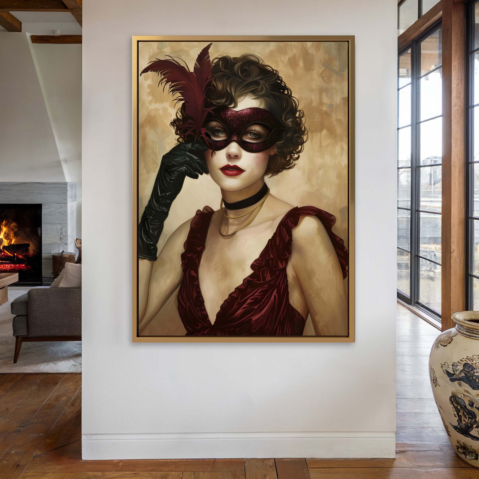 Glitter Mask and Curls Canvas Print Canvas Art Wildfrog Art