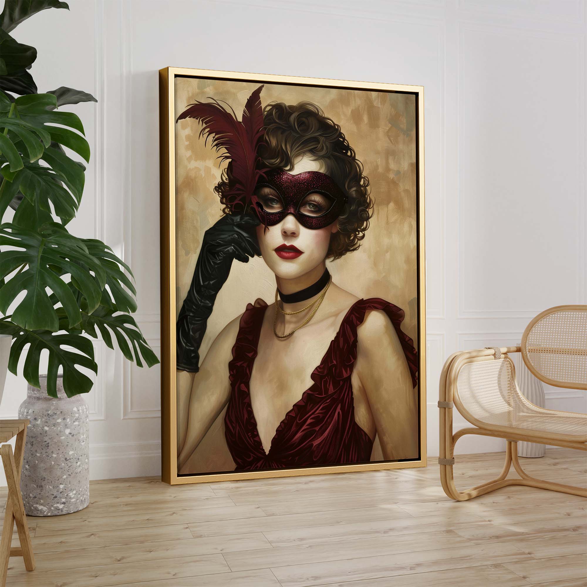 Glitter Mask and Curls Canvas Print Canvas Art Wildfrog Art