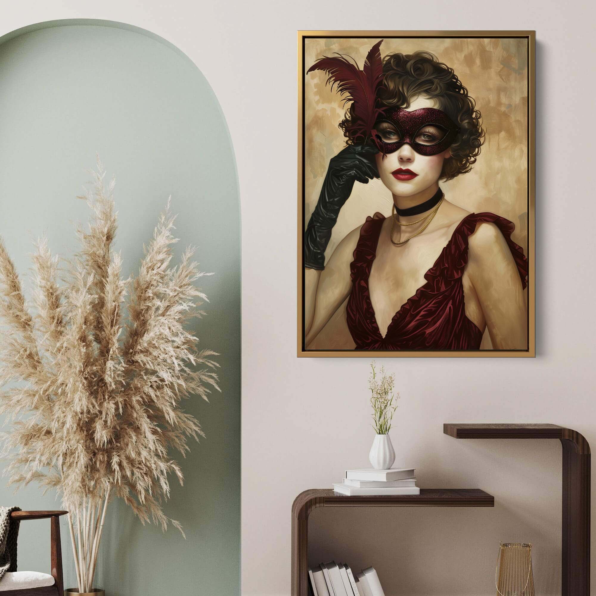 Glitter Mask and Curls Canvas Print Canvas Art Wildfrog Art