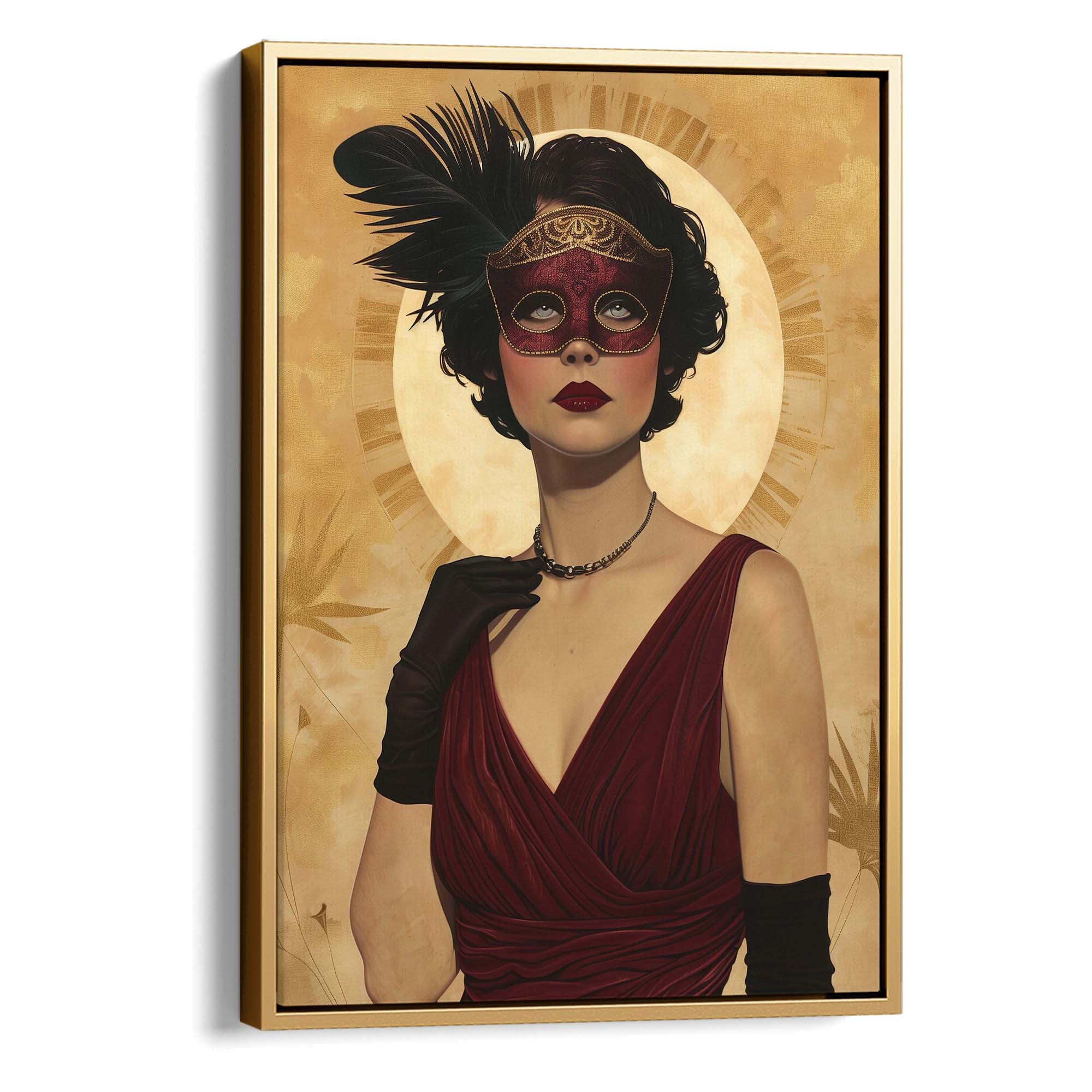 Gold Mask and Chain Necklace Canvas Print Canvas Art Wildfrog Art