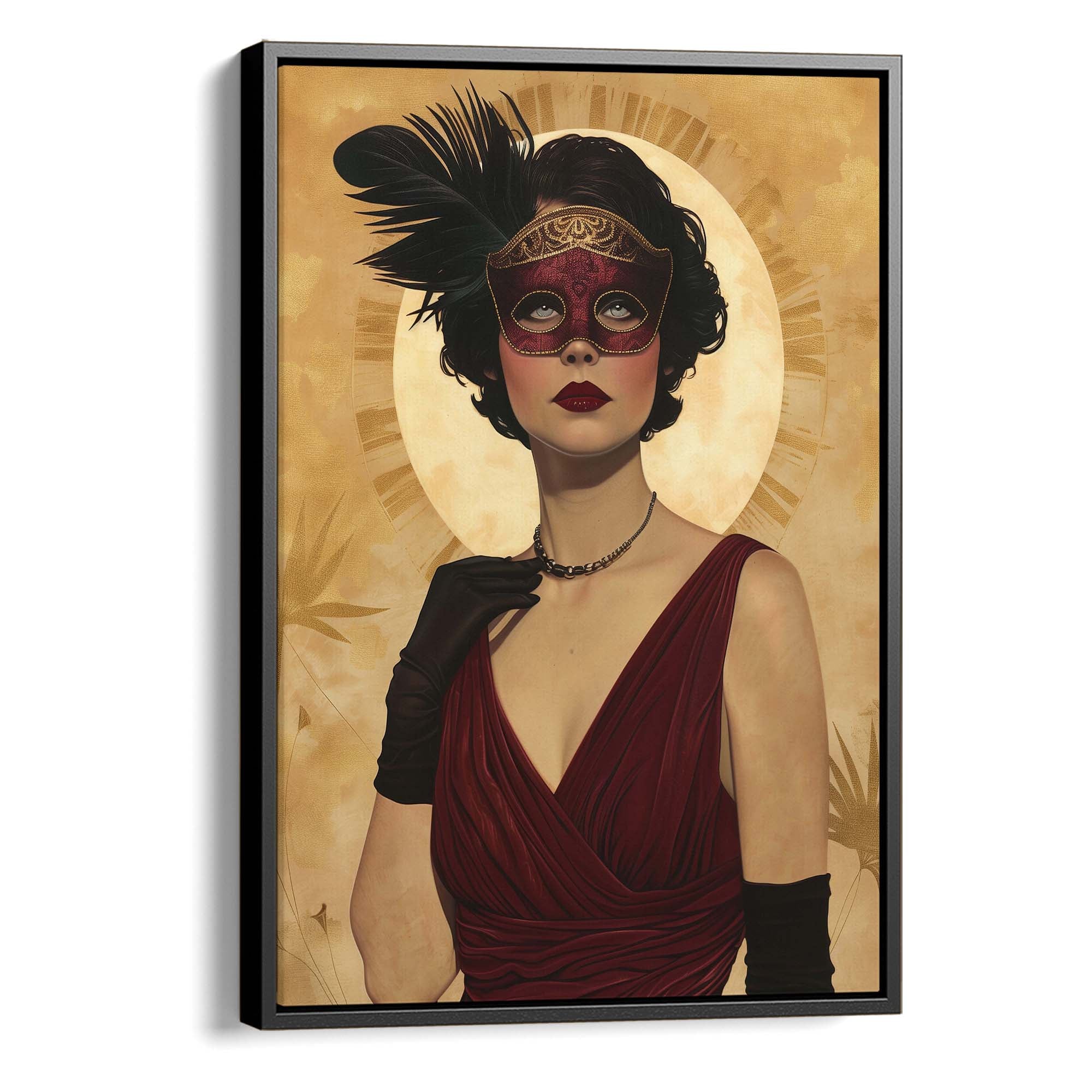 Gold Mask and Chain Necklace Canvas Print Canvas Art Wildfrog Art