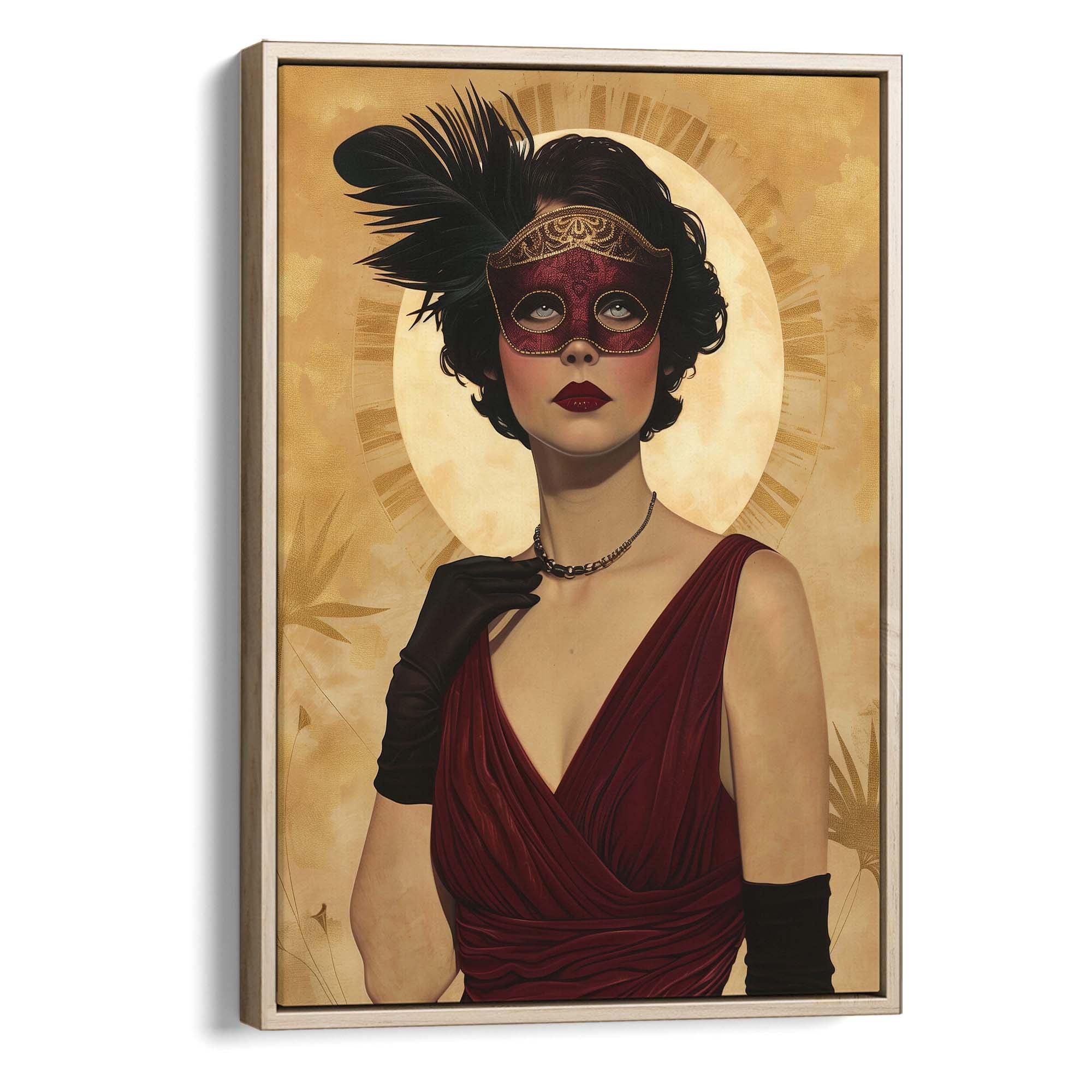 Gold Mask and Chain Necklace Canvas Print Canvas Art Wildfrog Art