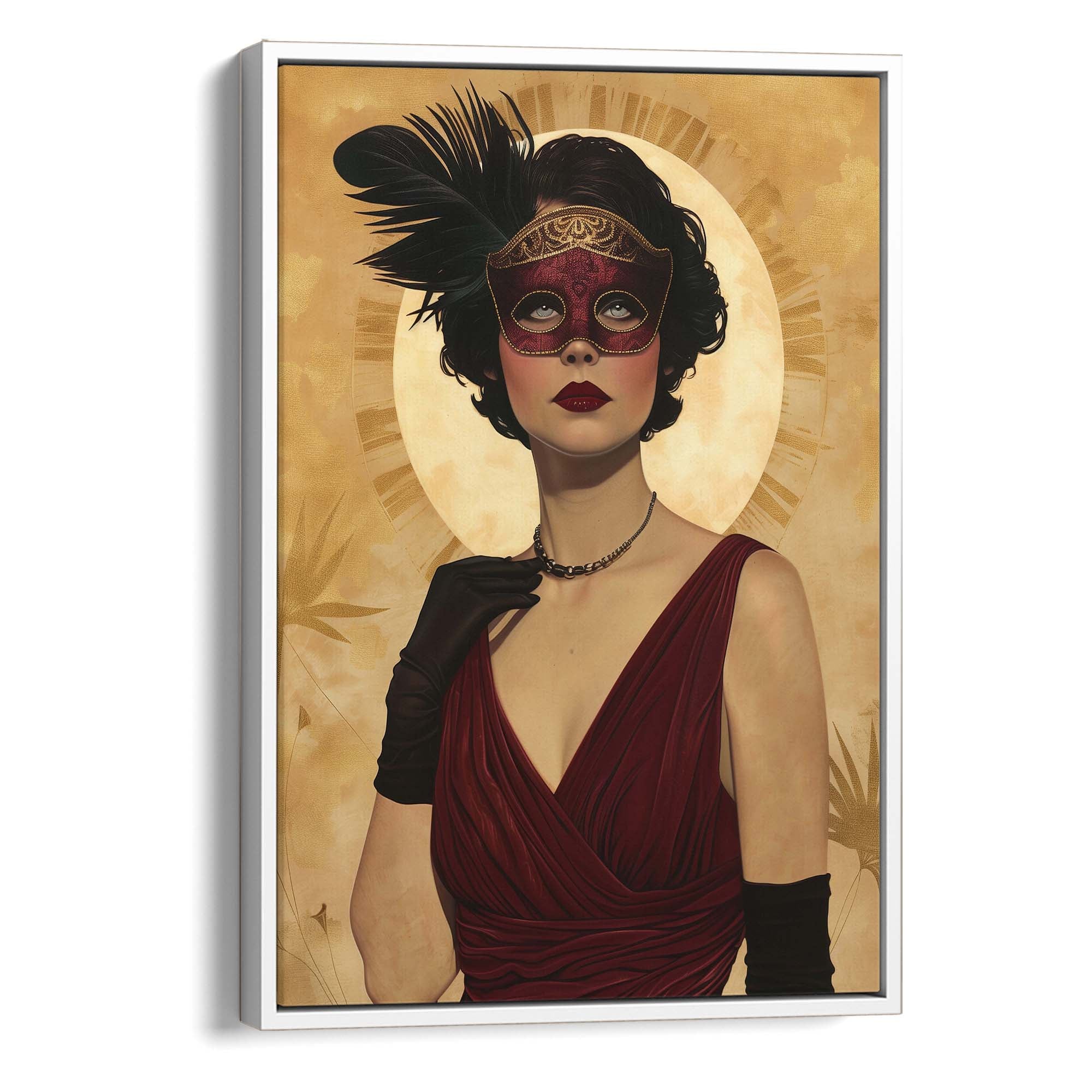 Gold Mask and Chain Necklace Canvas Print Canvas Art Wildfrog Art