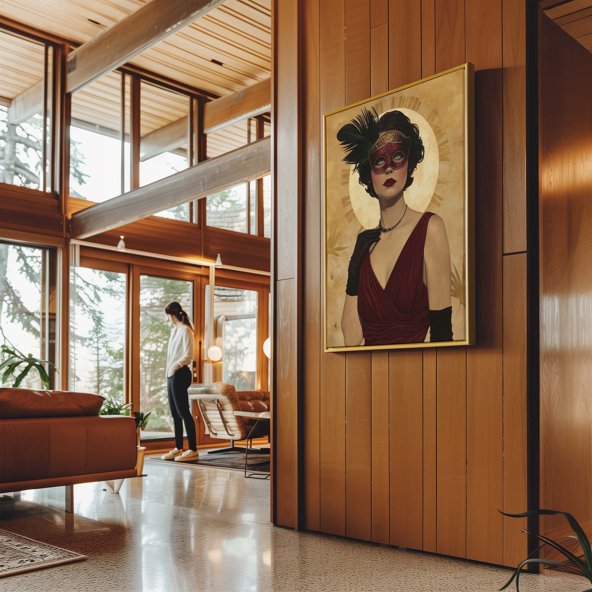 Gold Mask and Chain Necklace Canvas Print Canvas Art Wildfrog Art