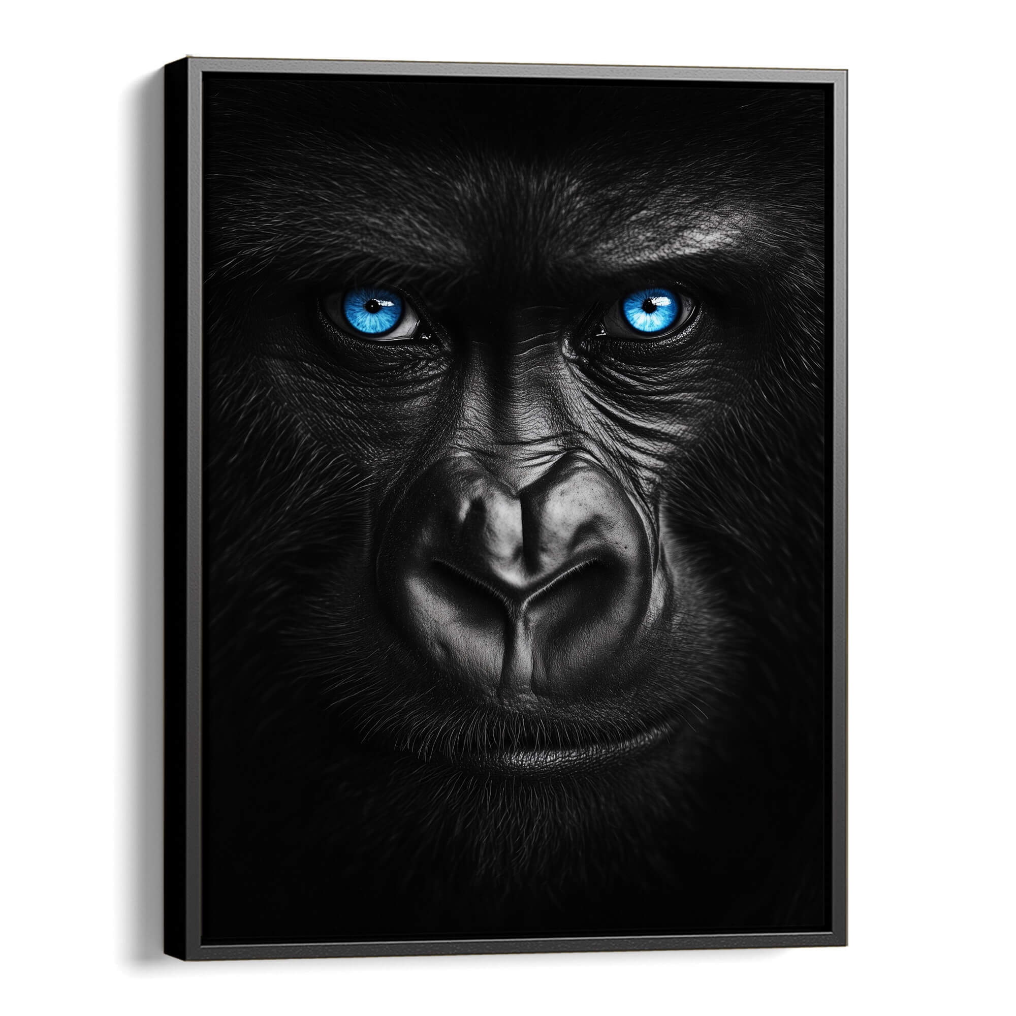 Gorilla Face with Blue Eyes Canvas Art Wildfrog Art