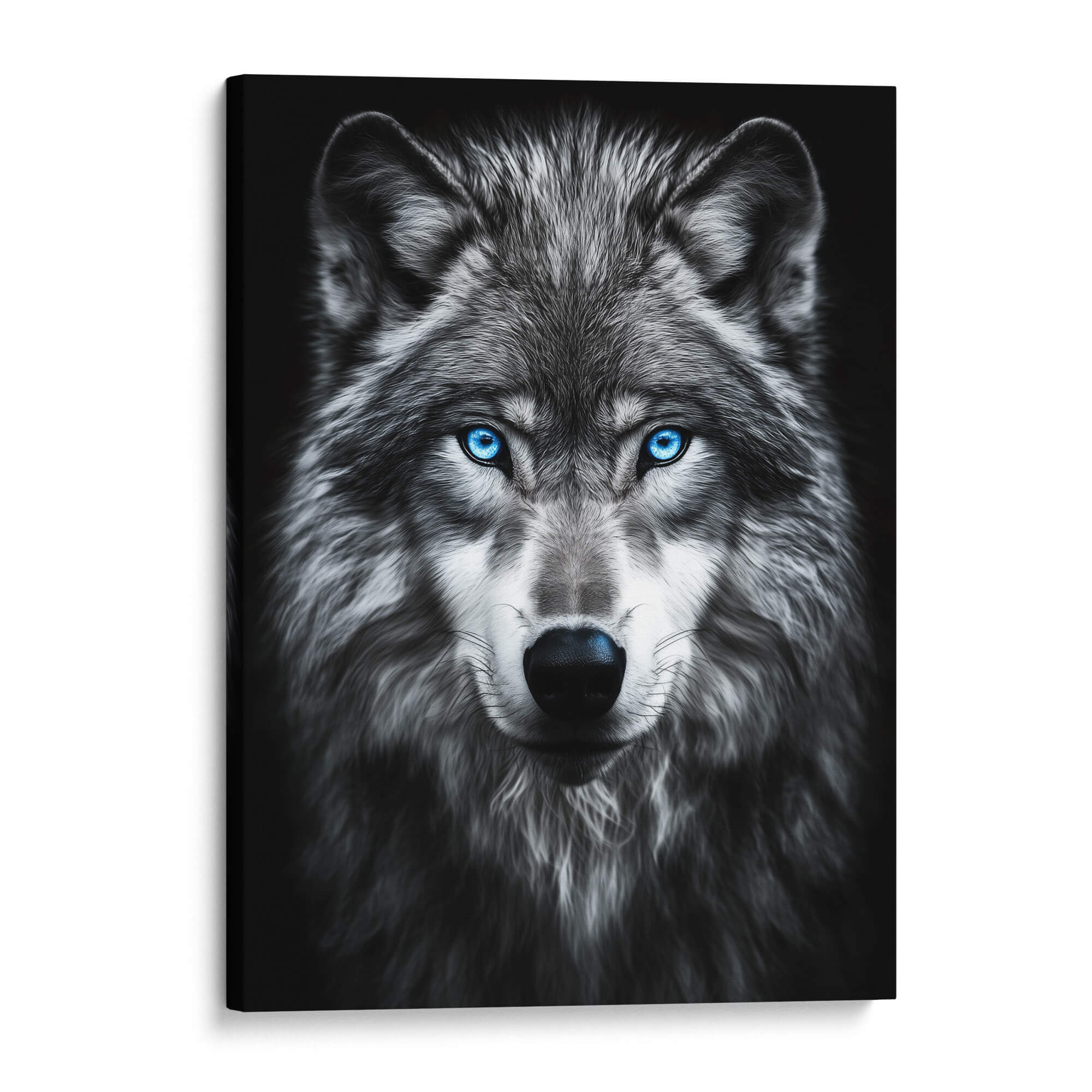 Grey Wolf with Blue Eyes Canvas Print Canvas Art Wildfrog Art