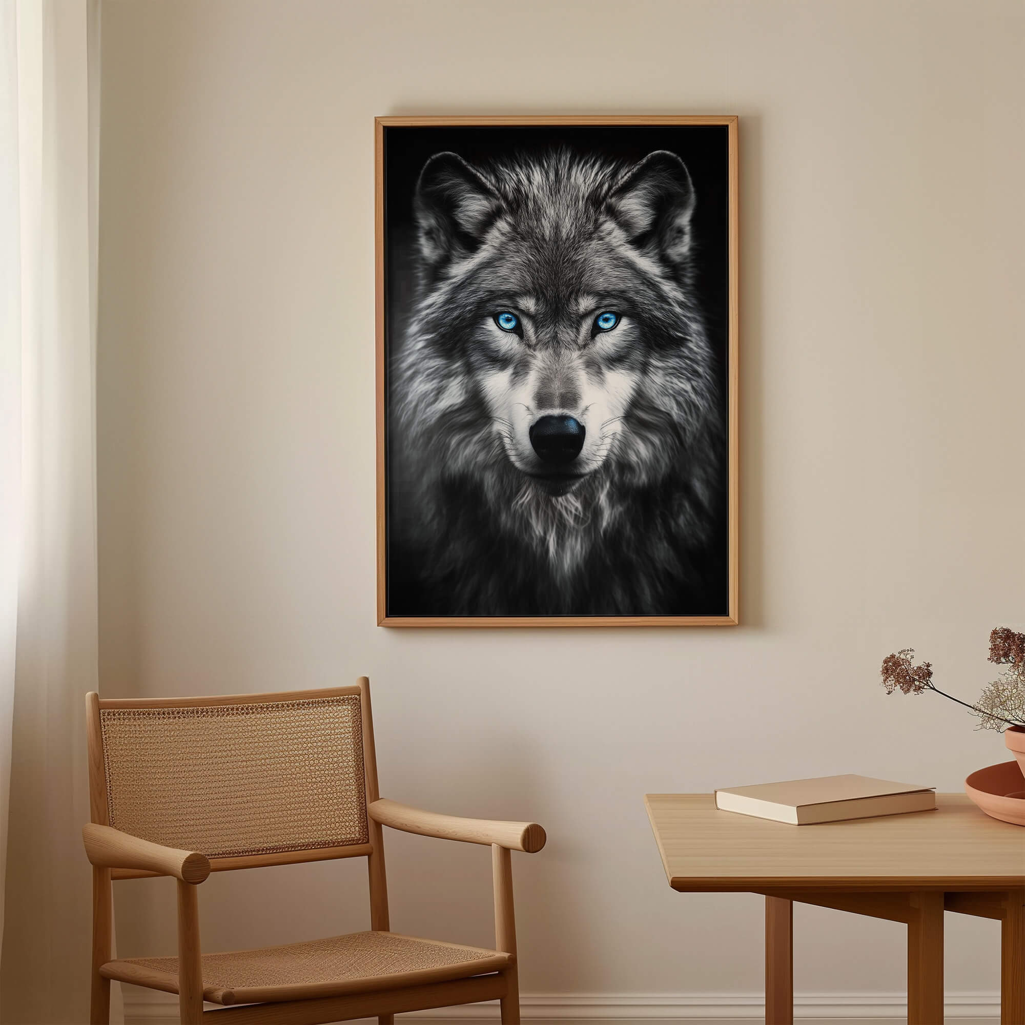 Grey Wolf with Blue Eyes Canvas Print Canvas Art Wildfrog Art