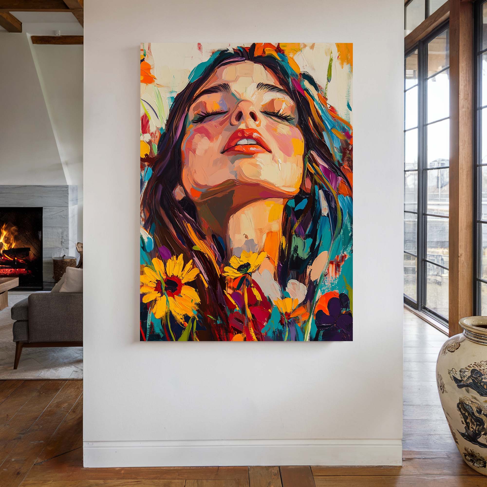 Head in the Flowers No3 Canvas Print Canvas Art Wildfrog Art