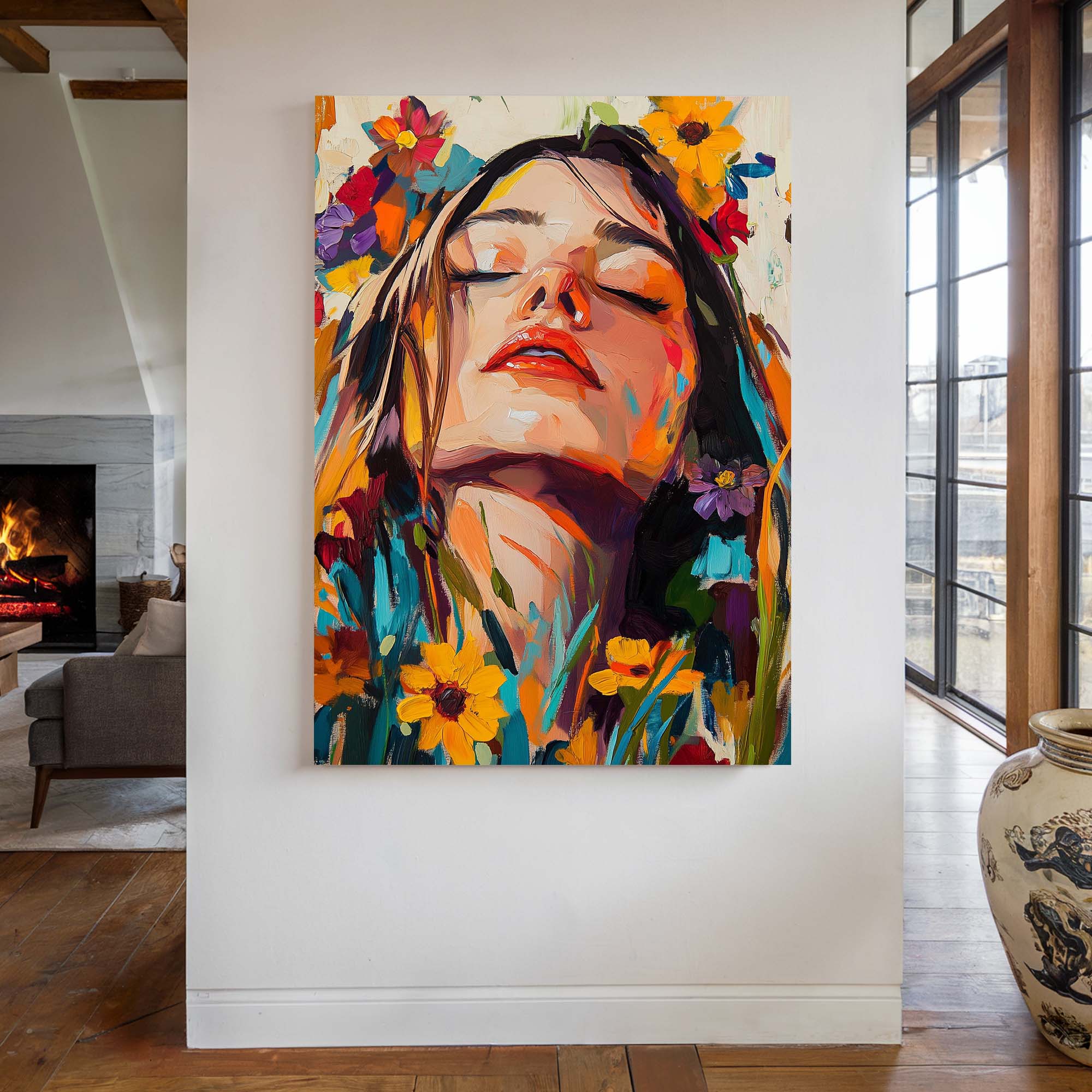 Head in the Flowers No4 Canvas Print Canvas Art Wildfrog Art