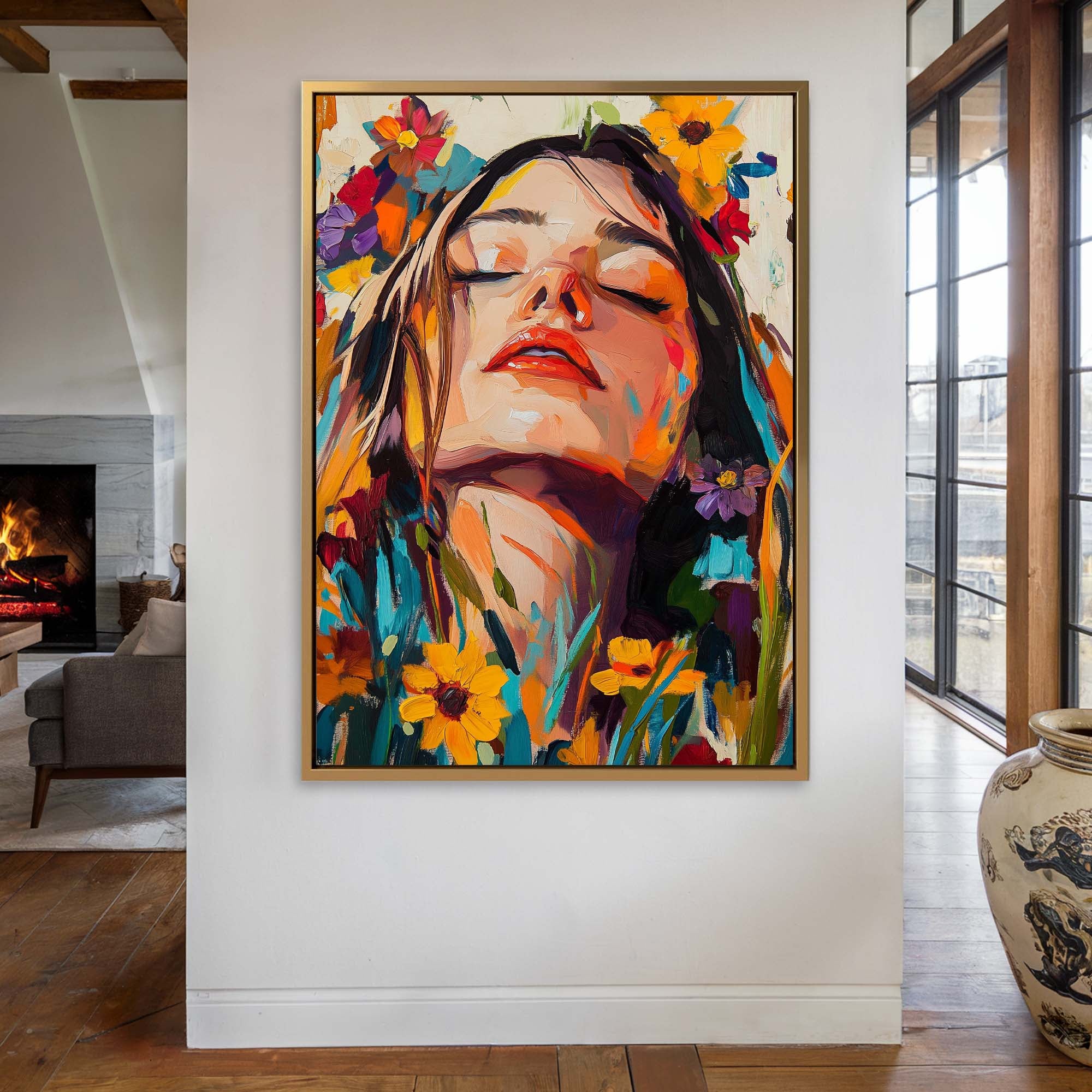 Head in the Flowers No4 Canvas Print Canvas Art Wildfrog Art