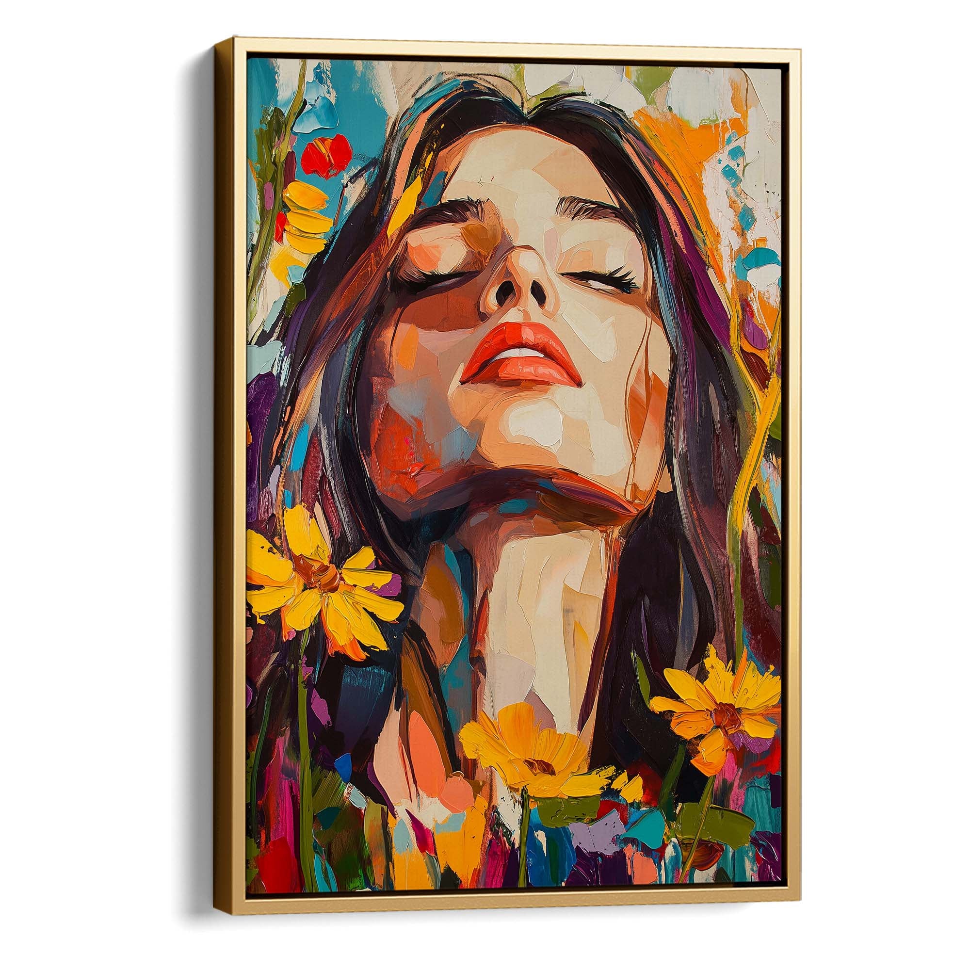 Head in the Flowers Canvas Print Canvas Art Wildfrog Art