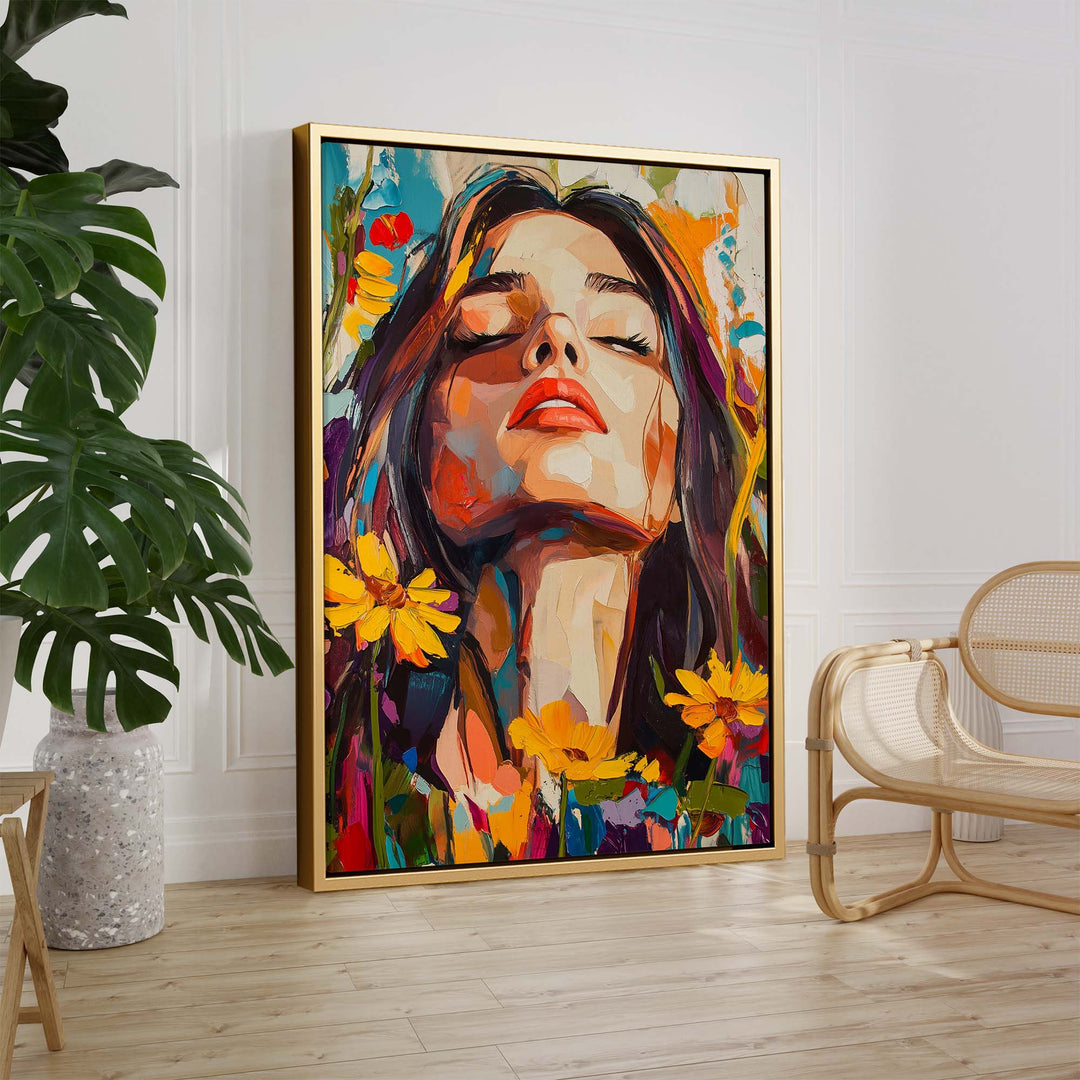 Head in the Flowers Canvas Print Canvas Art Wildfrog Art